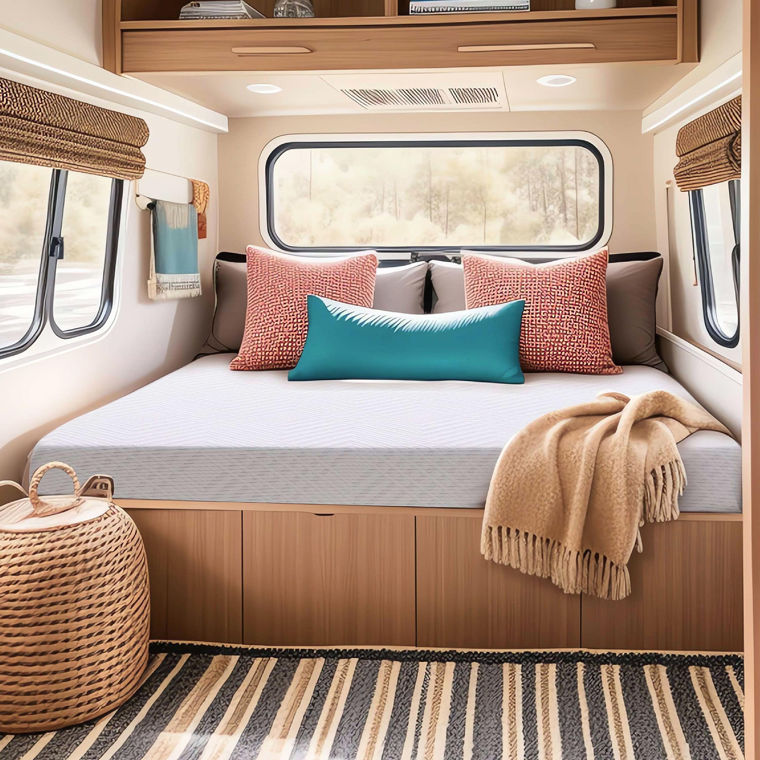 Dyonery Rv Mattress Short King, 10 Inch Memory Foam Camper Mattress Fiberglass Free Bed In A Box Made In Usa Certipur-Us Certifi