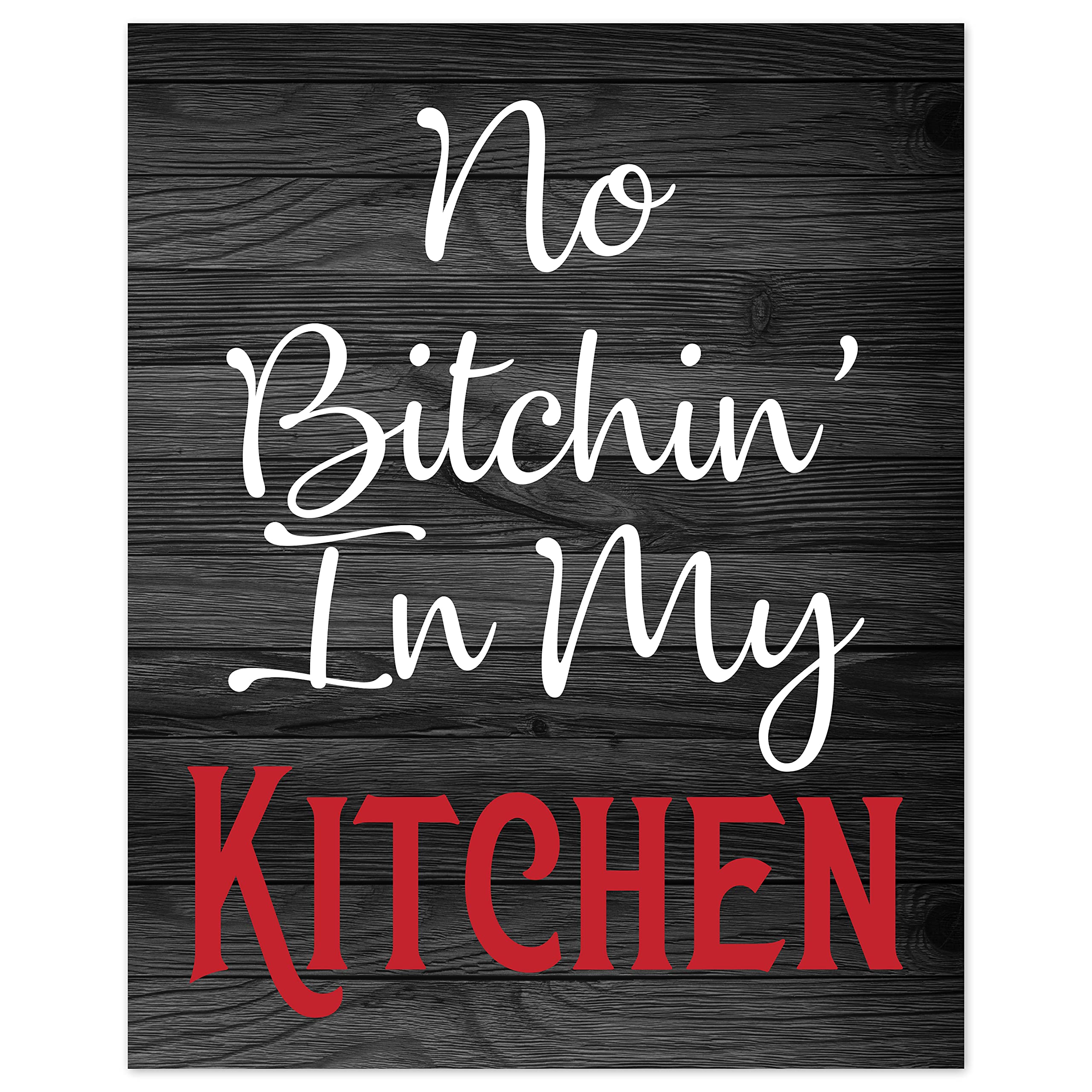 A Luxehome Red Black And White Woodgrain Retro Vintage Inspirational Rules Wall Art For Dining Room Kitchen Cafe Restaurant Deco