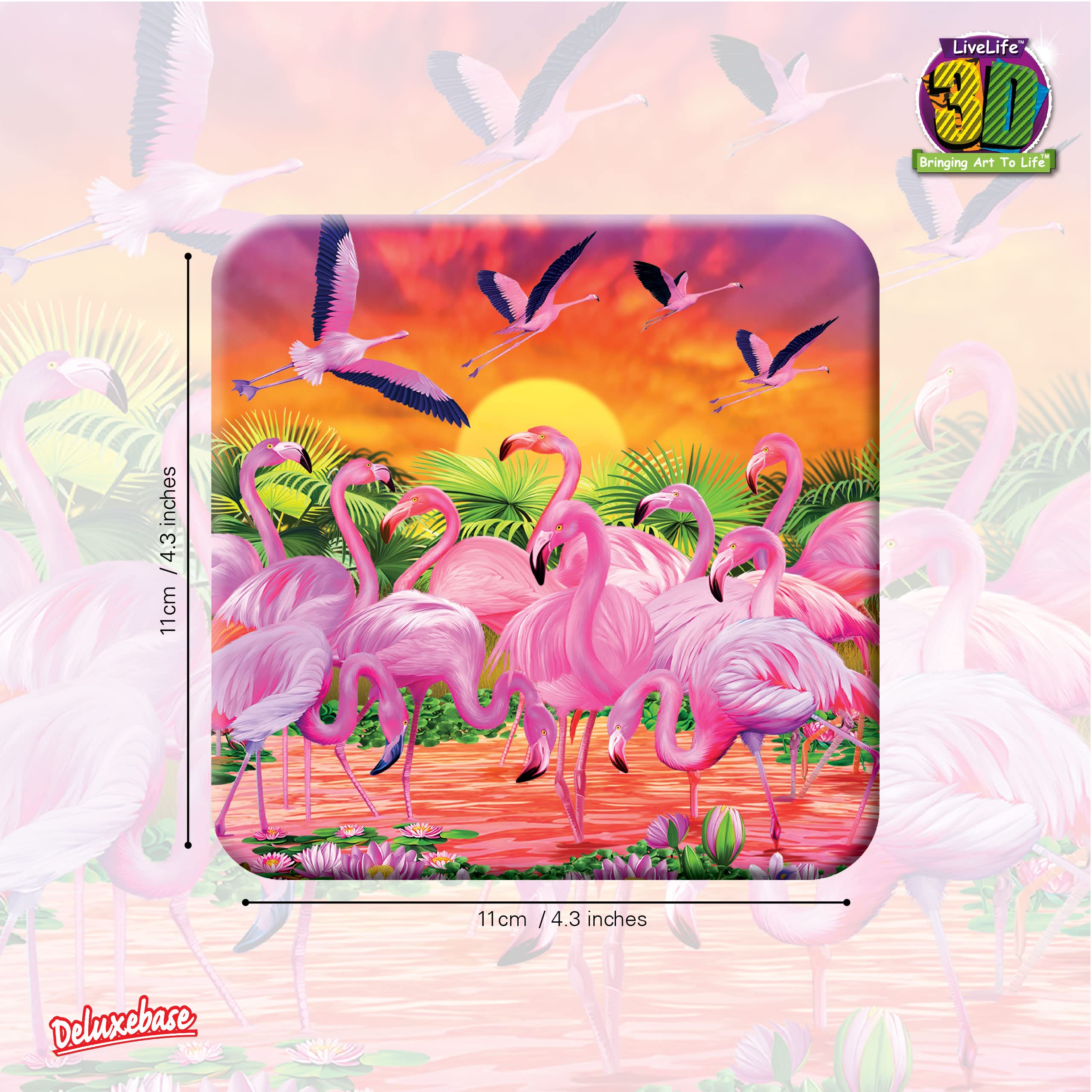 3D Livelife Cork Coaster - Flamingo Lingo From Deluxebase. Lenticular 3D Cork Safari Coaster. Non-Slip Drink Coaster With Origin