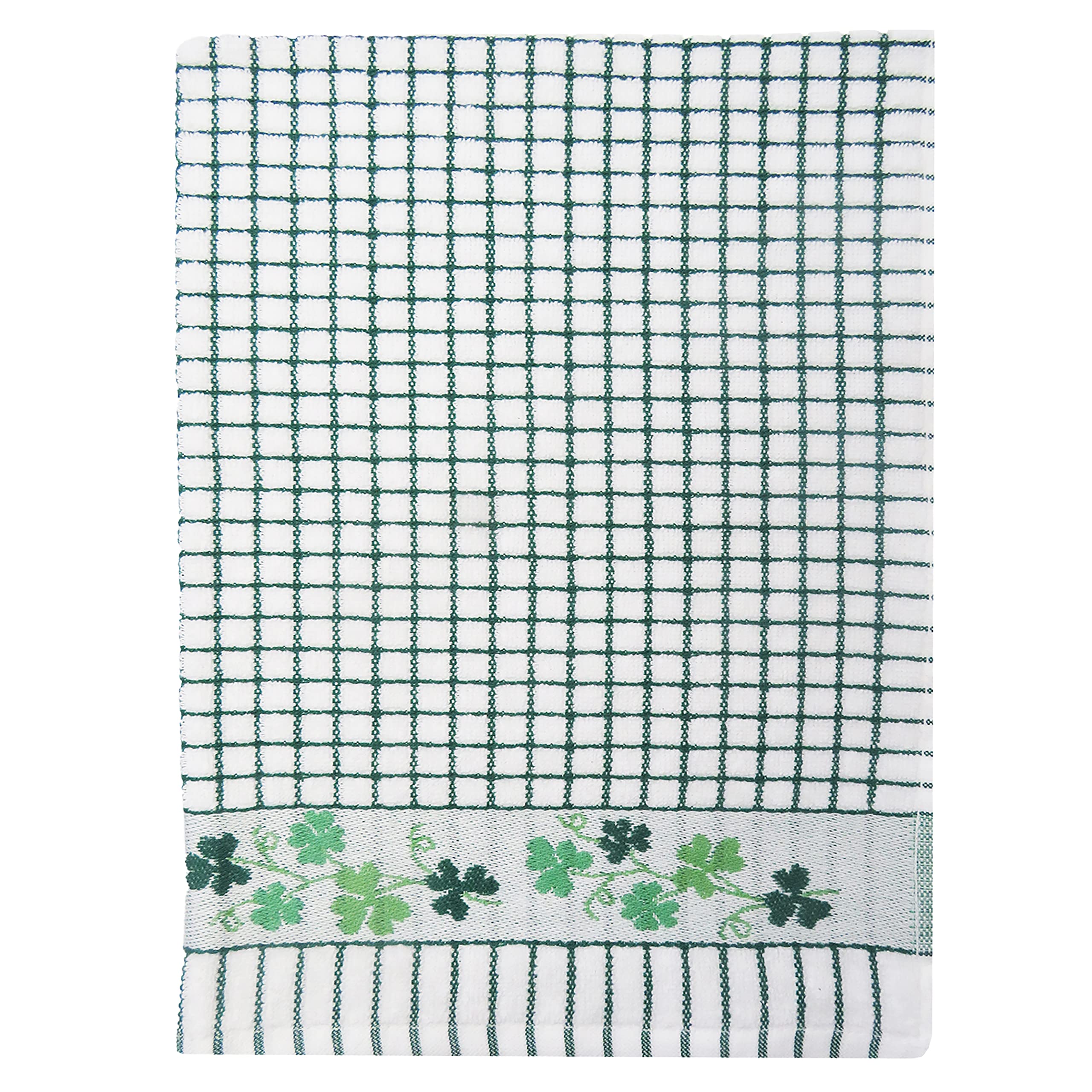 Samuel Lamont Poli-Dri Jacquard Towel White With Green And Shamrock Trim