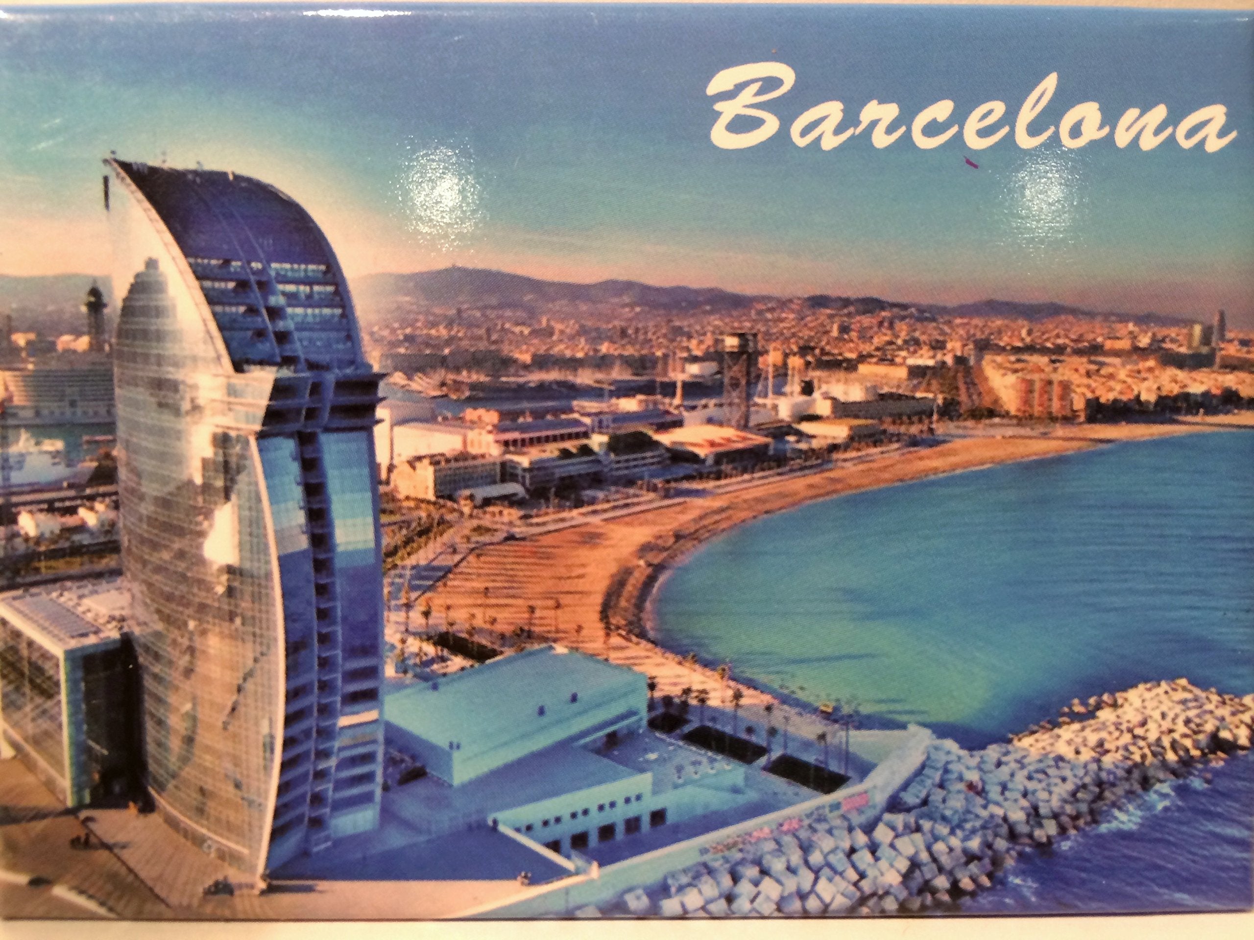 Barcelona Spain Panorama Fridge Collectors Souvenir Magnet 2.5 X 3.5