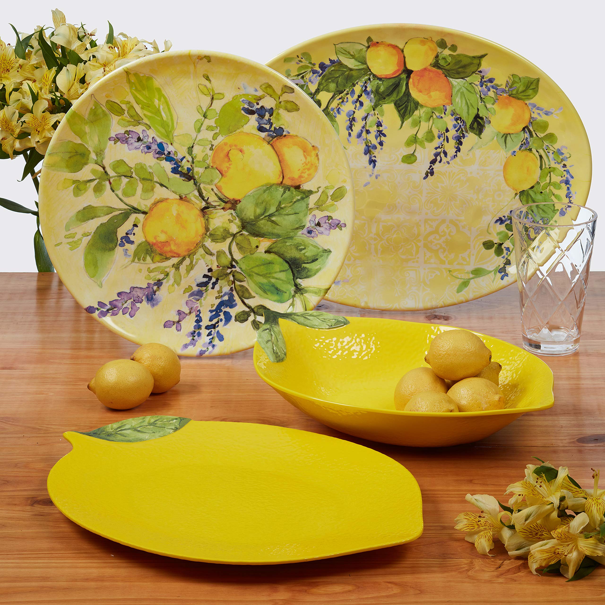 Certified International Zest 3-D Lemon 2 Pc Melamine Hostess Serving Set, Multicolor