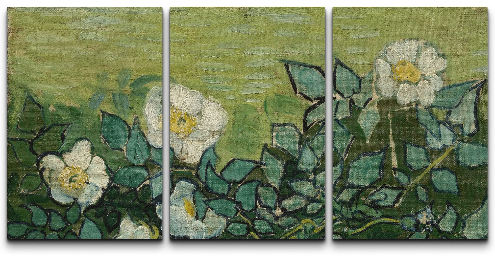 Wall26 Canvas Print Wall Art Set Wild Rose Flowers Vincent Van Gogh Classical Illustrations Fine Art Decorative Historic Vintage