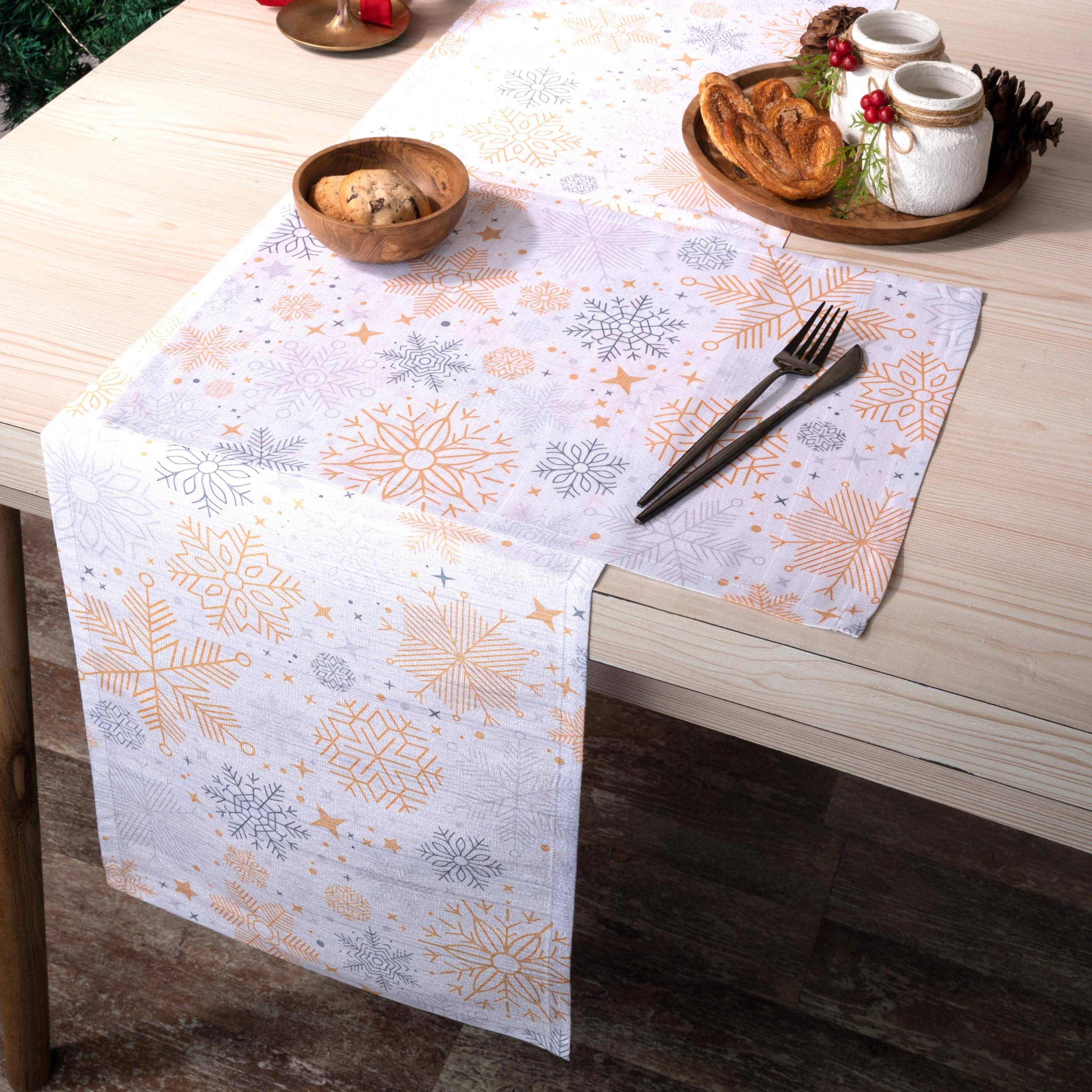 D'Moksha Homes Christmas Placemats, Vegan Silk, Snowflakes Placemats 13 X 18 Inch Set Of 4, Xmas Placemats In Gift Friendly Pack