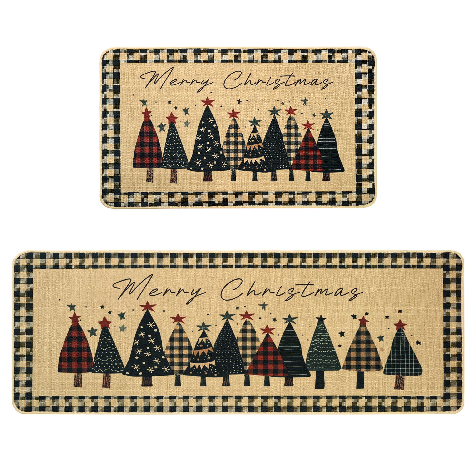 GRANNY SAYS Christmas Kitchen Rugs, Sets of 2 Kitchen Mats for Floor, Christmas Decorations Indoor, Washable Rugs for Kitchen Fl