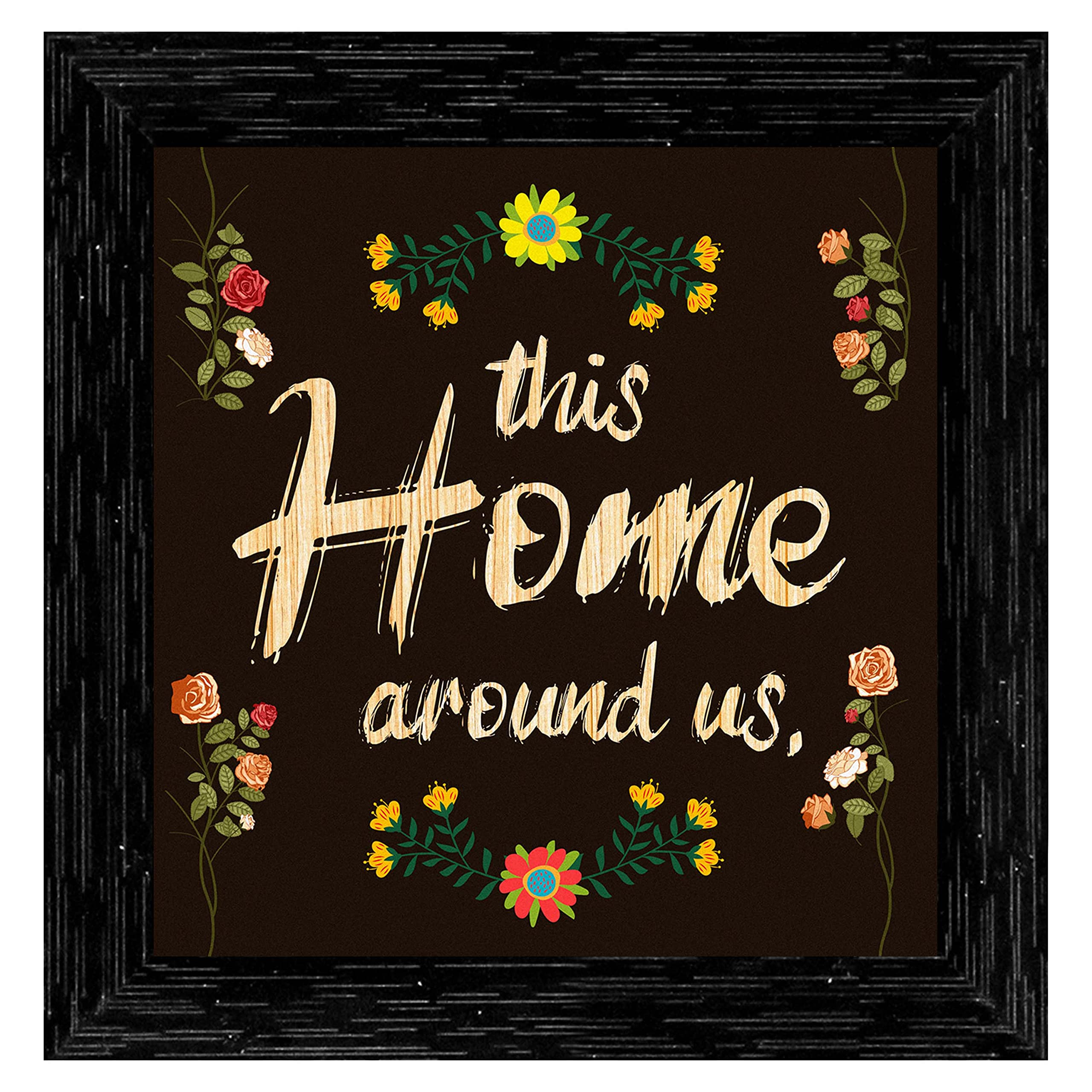 Indianara Motivational Quote Framed Wall Hanging Laminated Painting, 9.5 Inch X 9.5 Inch, Multi, Set Of 4 (Style 7)