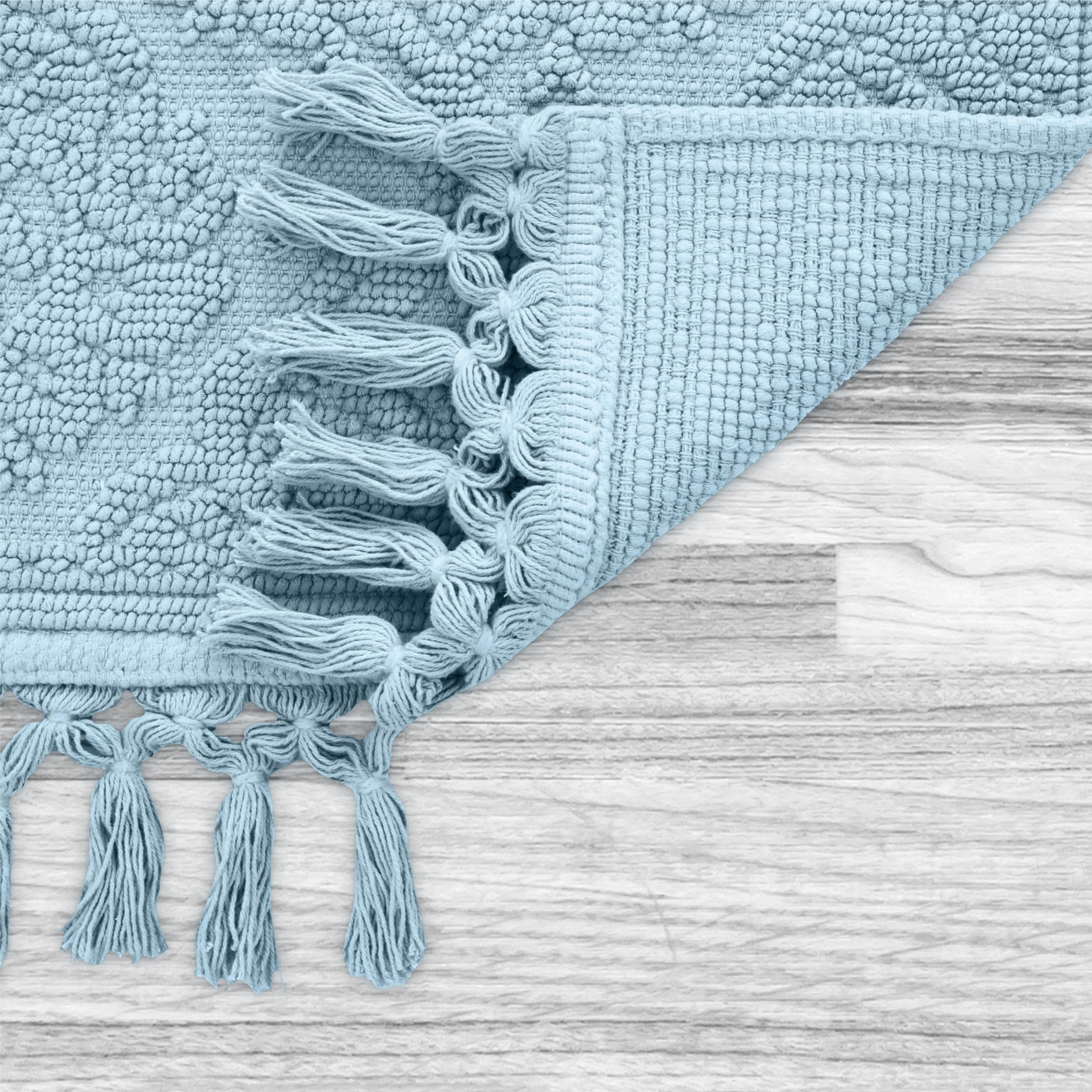 Jean Pierre - Ricardo Bath Mat, Woven Fringe Bathroom Rugs, 100% Cotton, Premium Bathroom Decor - Measures 21'' X 41'' - Light B