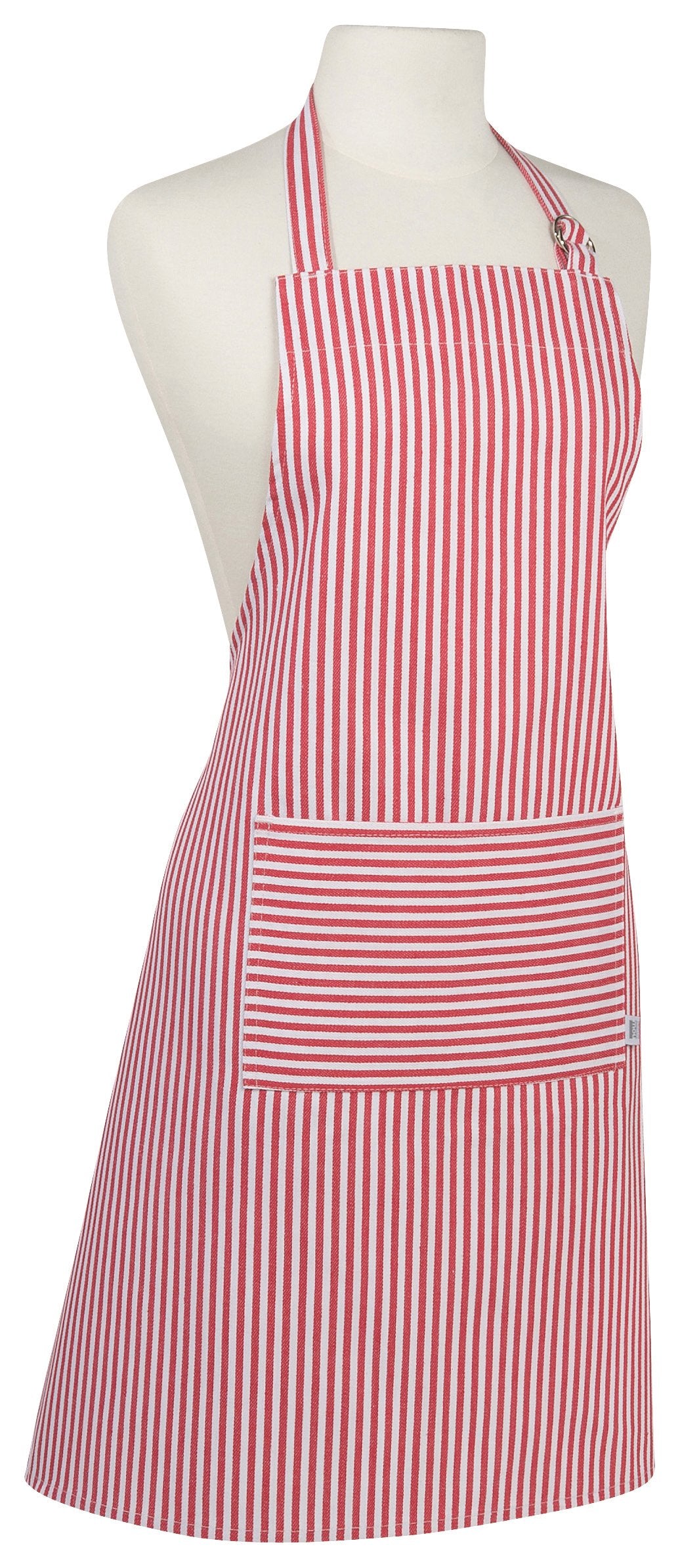 Now Designs Narrow Stripe Chefs Kitchen Apron, Red Stripe 28 x 32 in
