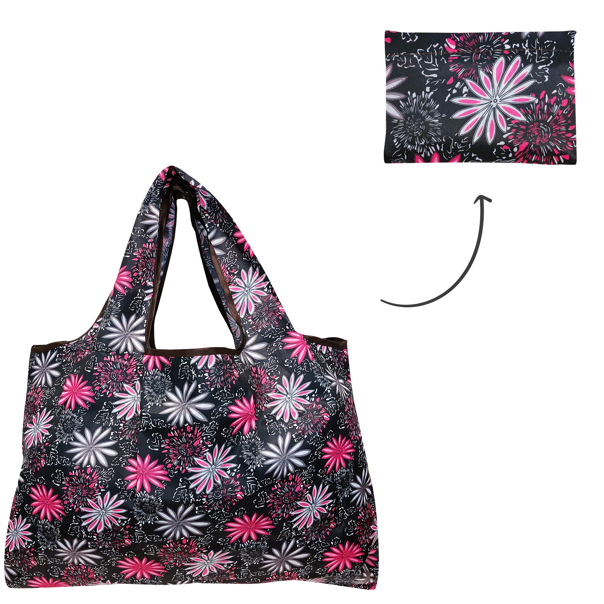 Allydrew Large Foldable Tote Nylon Reusable Grocery Bags, 6 Pack, Dogs & Plants