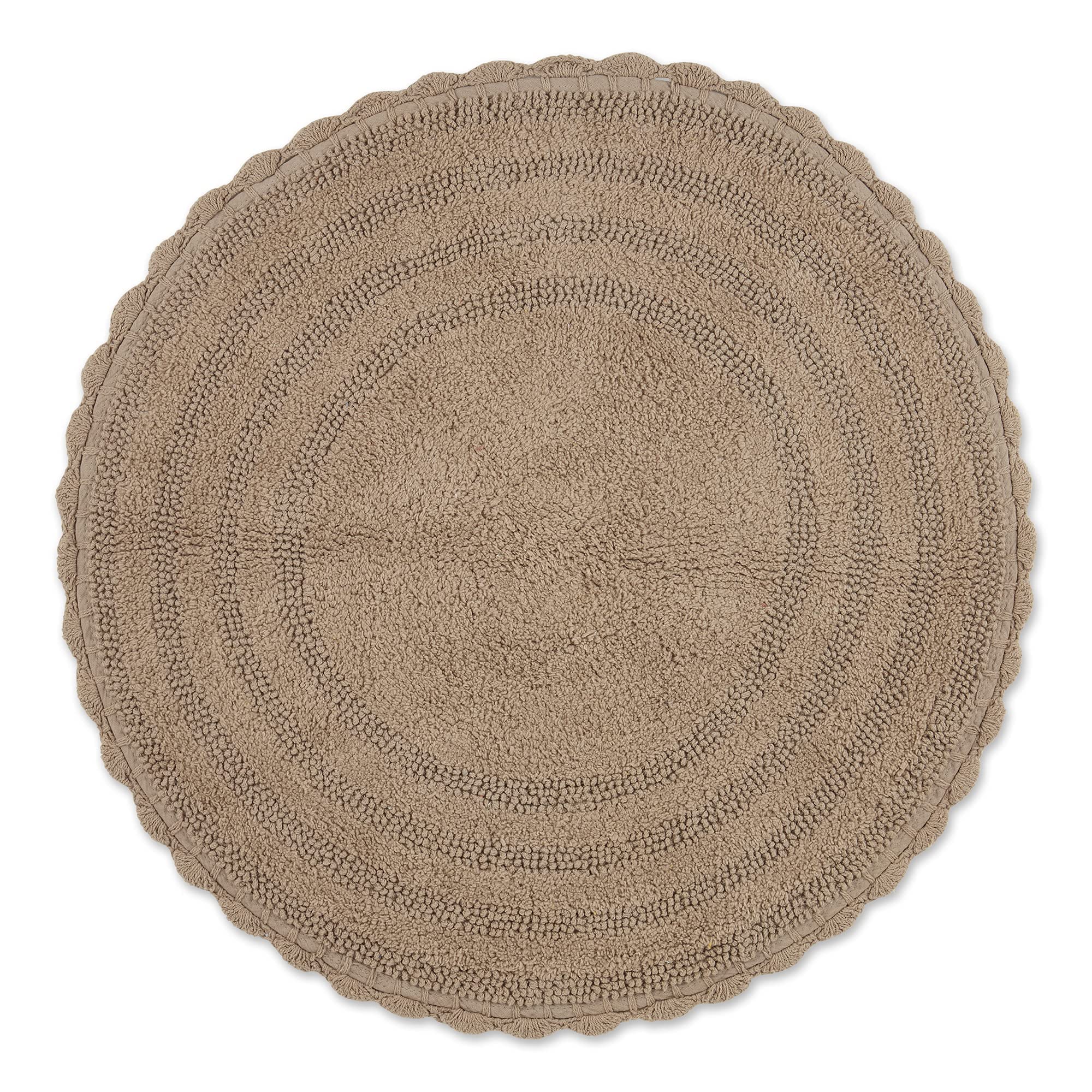 Dii Crochet Collection Reversible Bath Mat, Round, 27.5'' Diameter, Stone