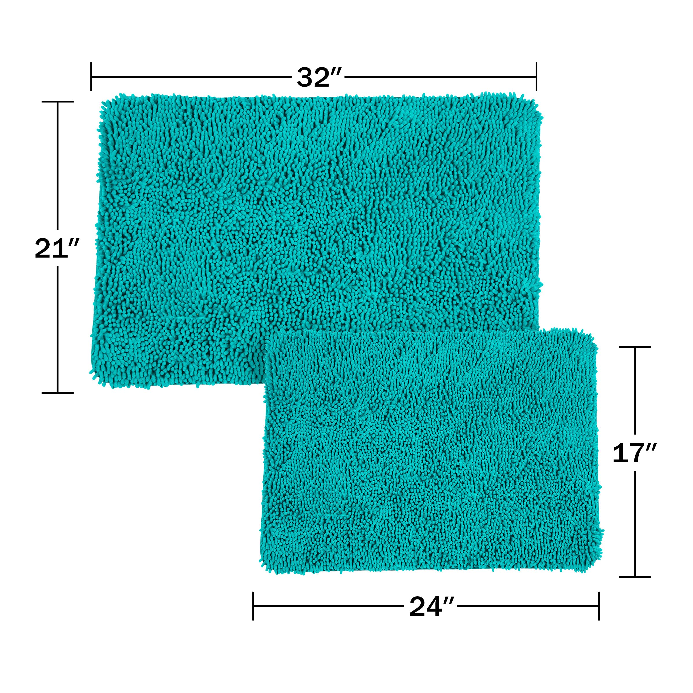 Bedford Home Seafoam 2 Piece Memory Foam Shag Bath Mat, 32''X21''X1.25''