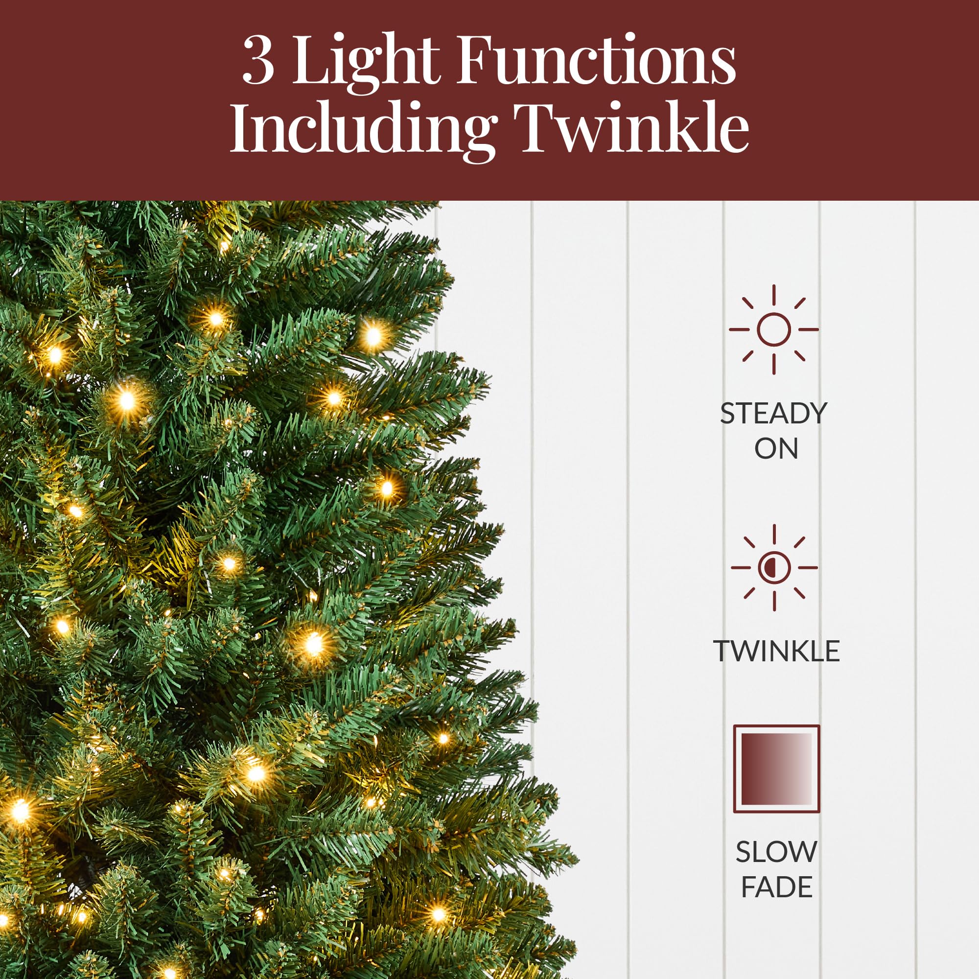 Best Choice Products Prelit Potted Pencil Christmas Tree, 4.5Ft Artificial Lighted Holiday D  cor, 175 Twinkling LEDs for Home,