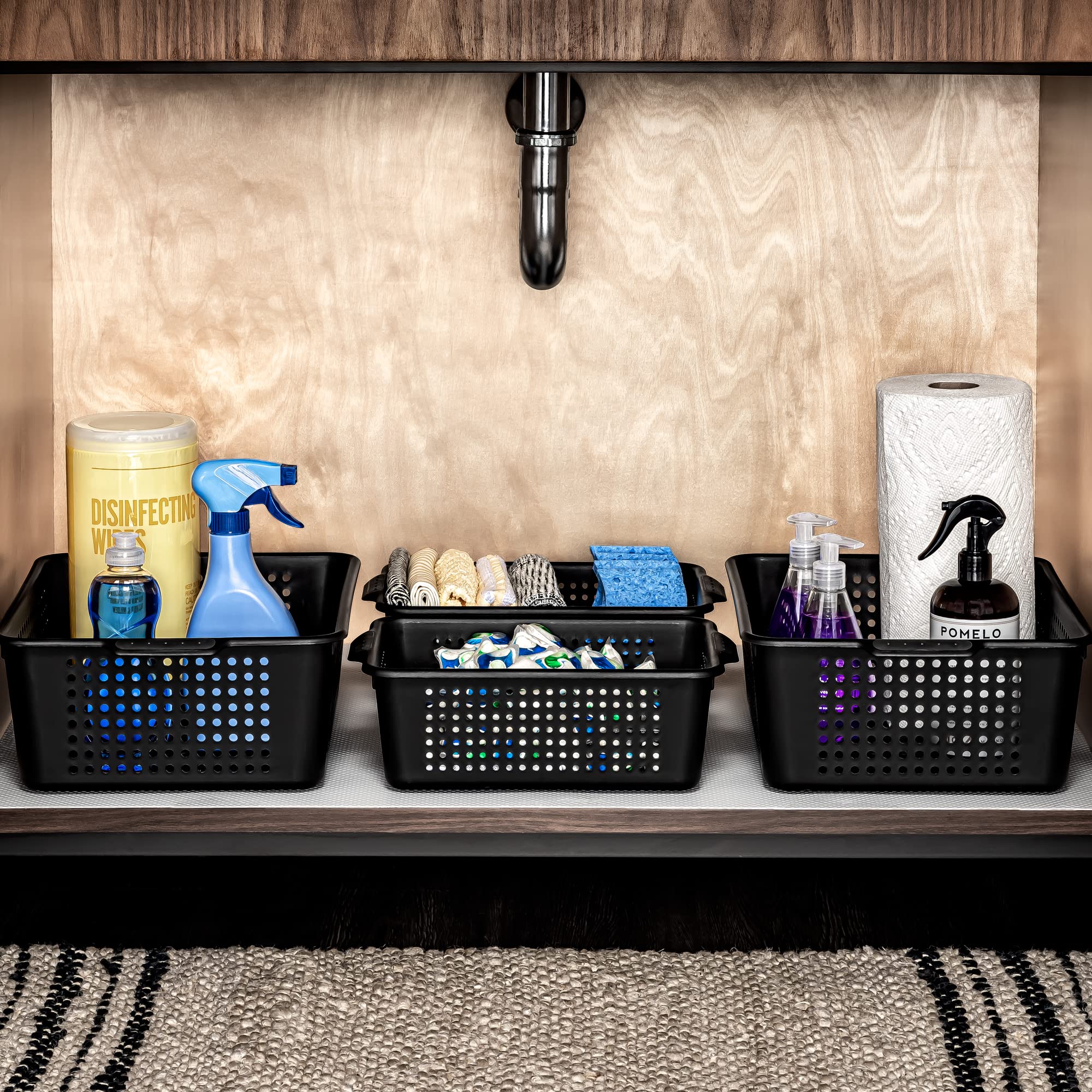 Madesmart Classic Medium Storage Basket With Handles, Multi-Purpose Organizer, Soft-Grip Dots And Non-Slip Feet, Bpa-Free, Carbo