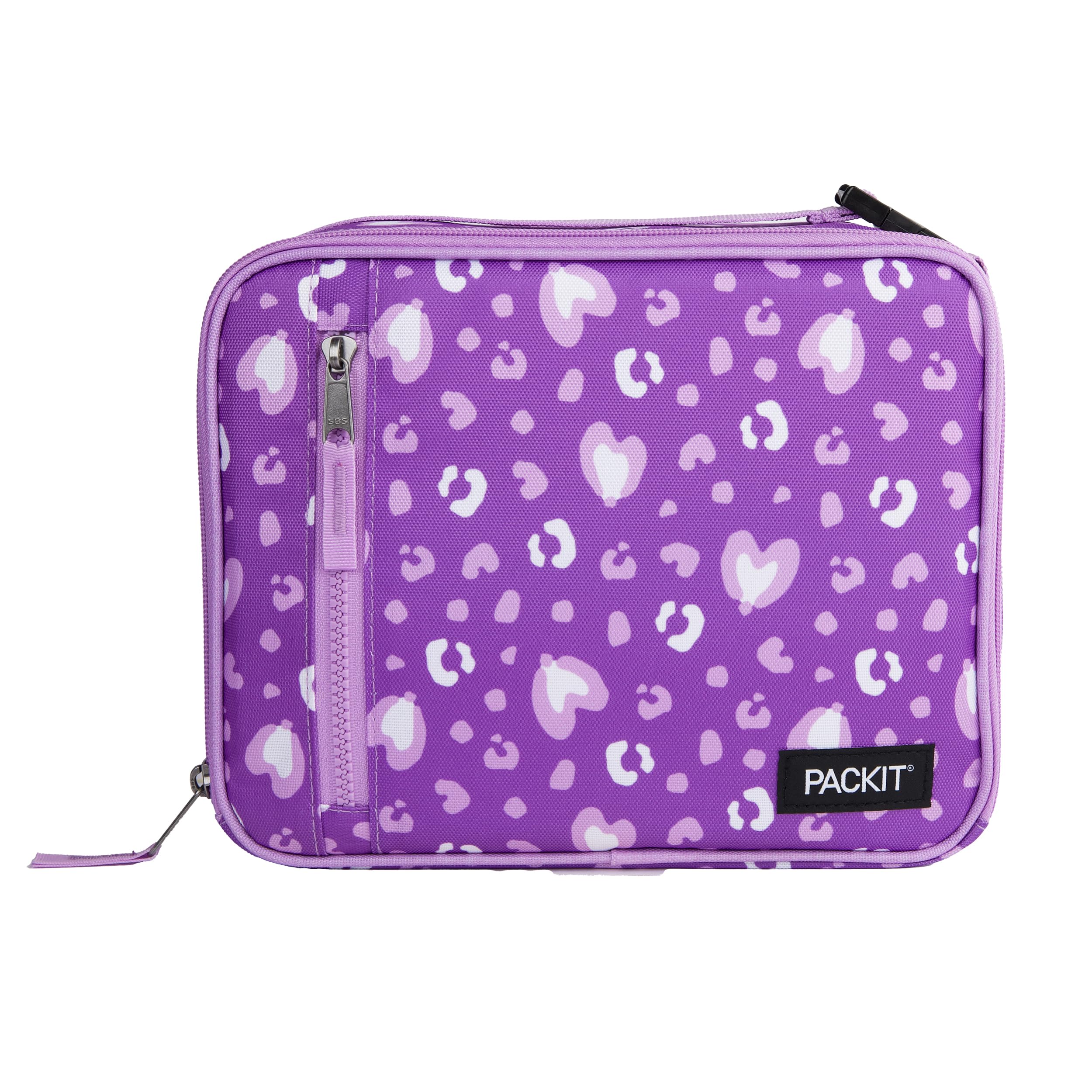 PackIt Freezable Classic Lunch Box, Leopard Hearts Purple, Built with EcoFreeze Technology, Reusable, Zip Closure With Zip Front