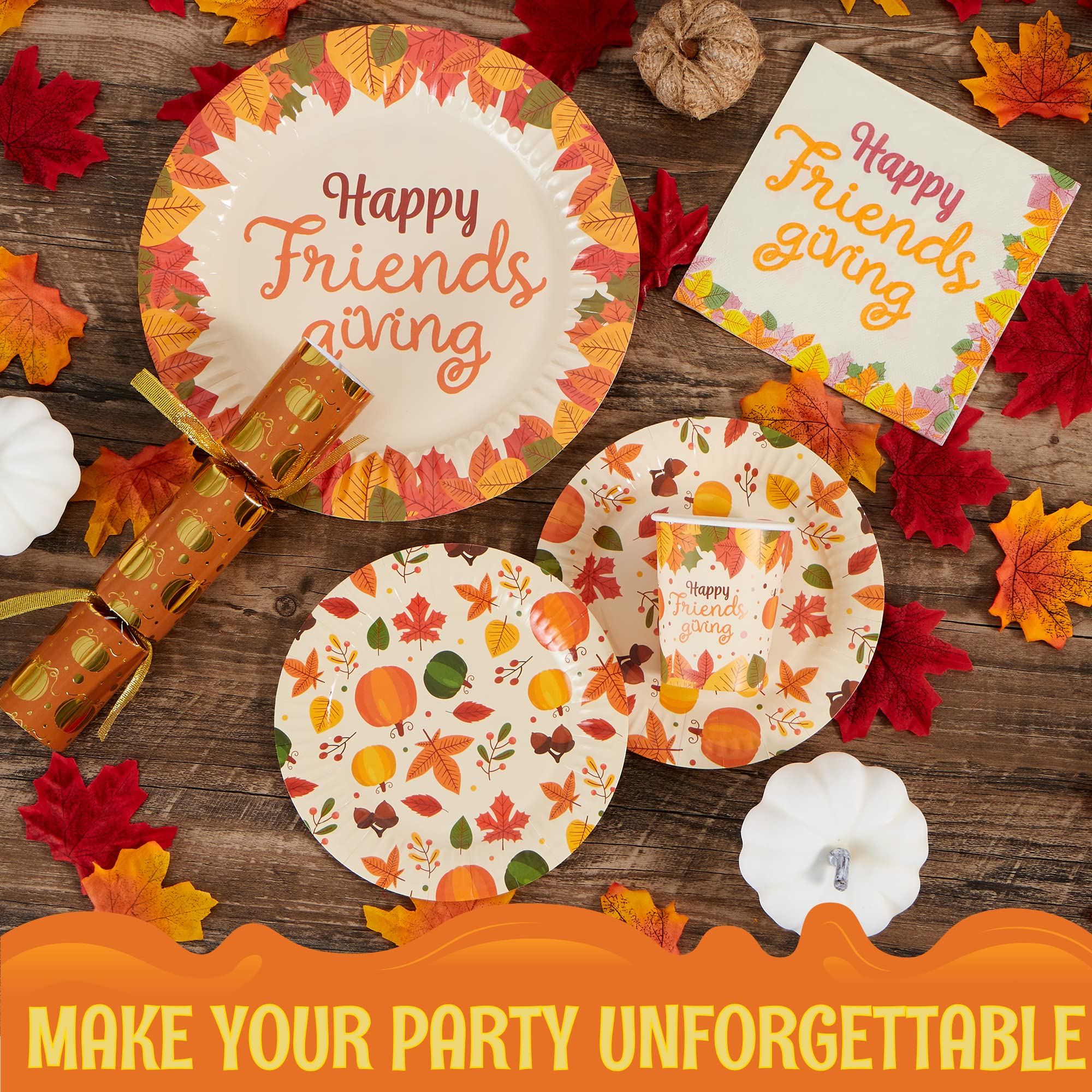 Joyin 120 Pcs Thanksgiving Disposable Dinnerware Dinner Plate, Thanksgiving Paper Plates And Napkins Sets, Thanksgiving Party Fa