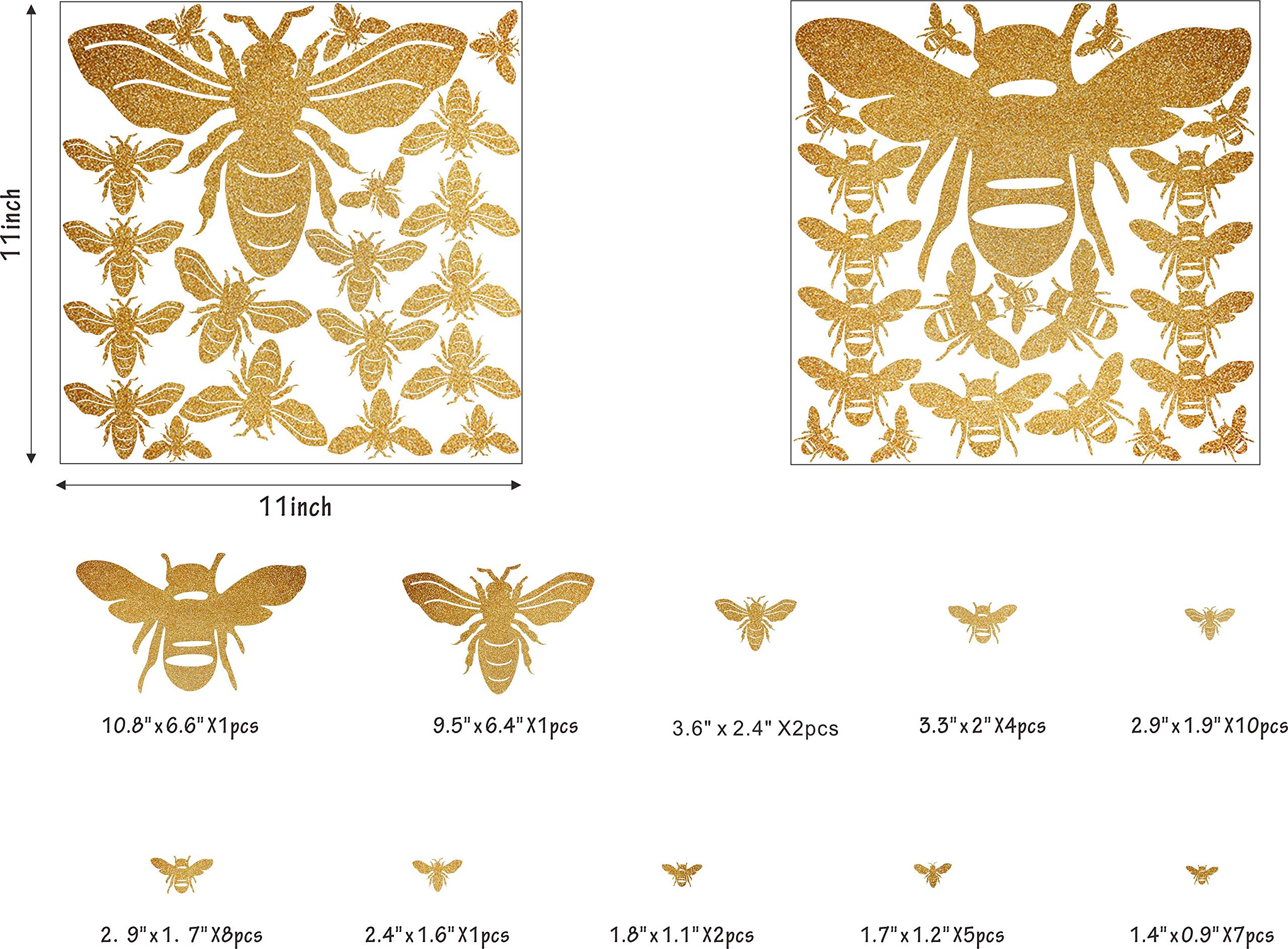 Bee Wall Decals Honey Bee Wall Decor Bee Wall Stickers Gold Honey Bee Decals, Honeycomb Wall Decals, Nursery Wall Decor Peel&Sti