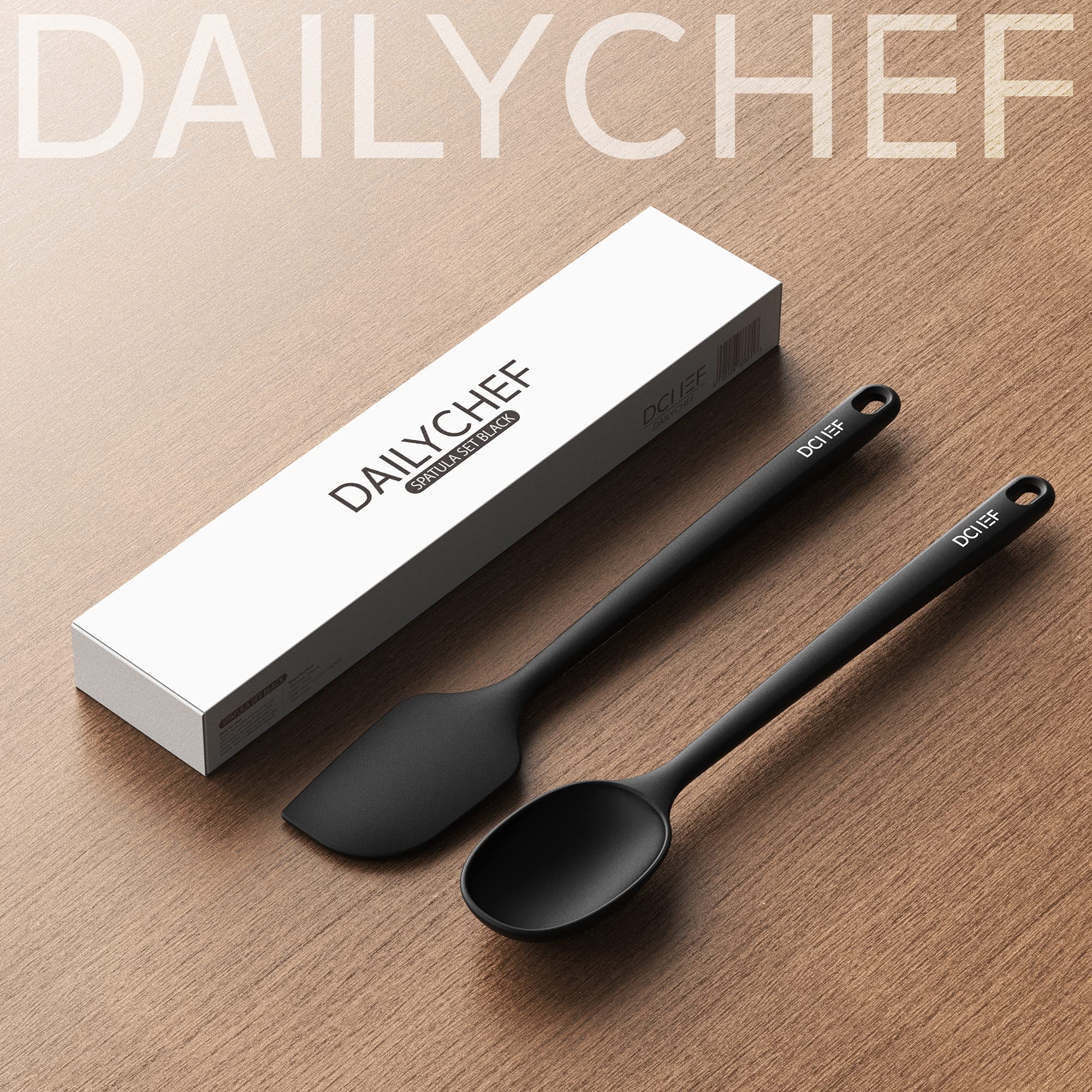Dailychef 2 Pack Large Silicone 14 Inch Spatula & Spoonula Set With 600F Heat Resistant One Piece Design Seamless Rubber Kitchen