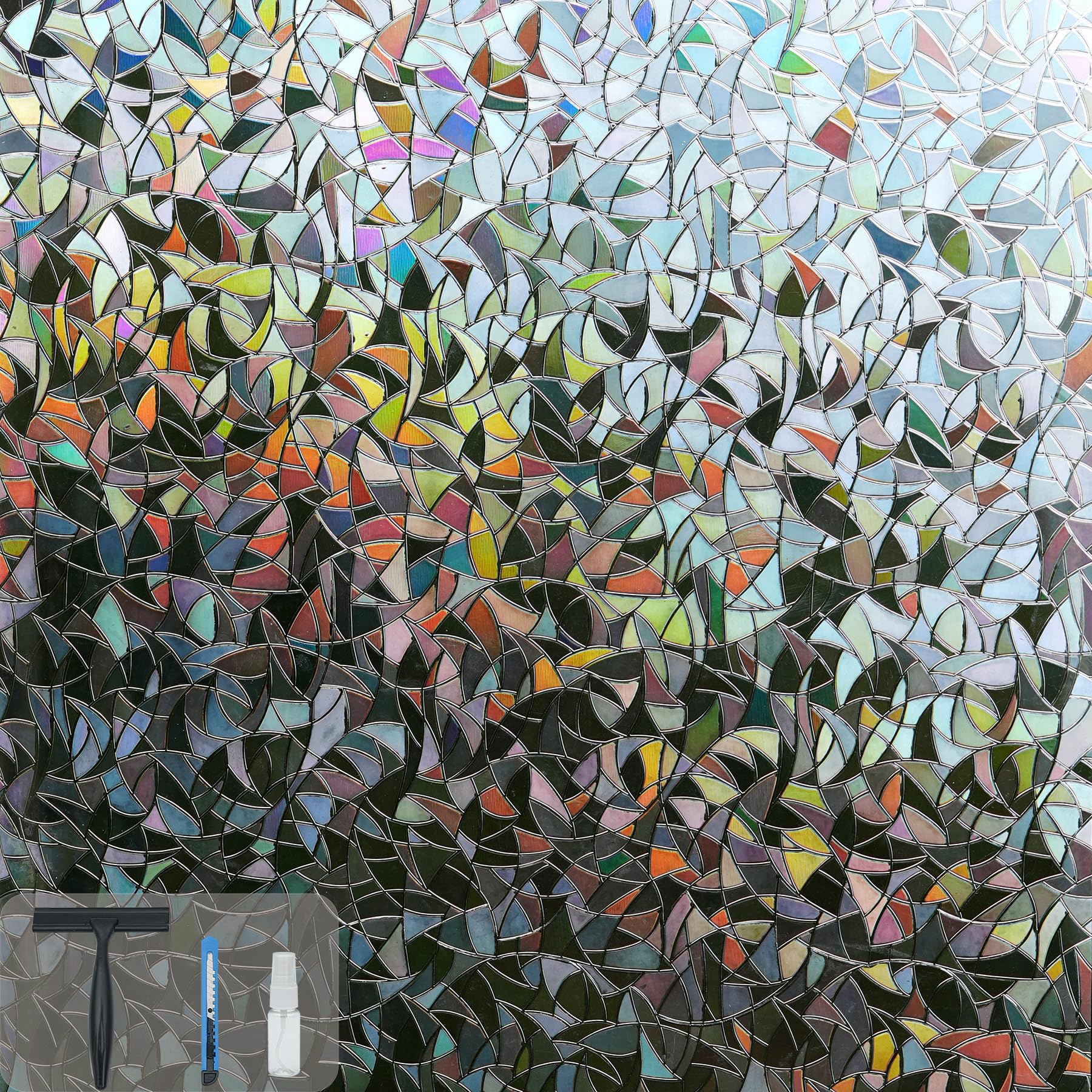 LOVADA Window Privacy Film 17.5 x 157.5 Rainbow Window Film for Glass Privacy Window Film Decorative Window Coverings Static Cli