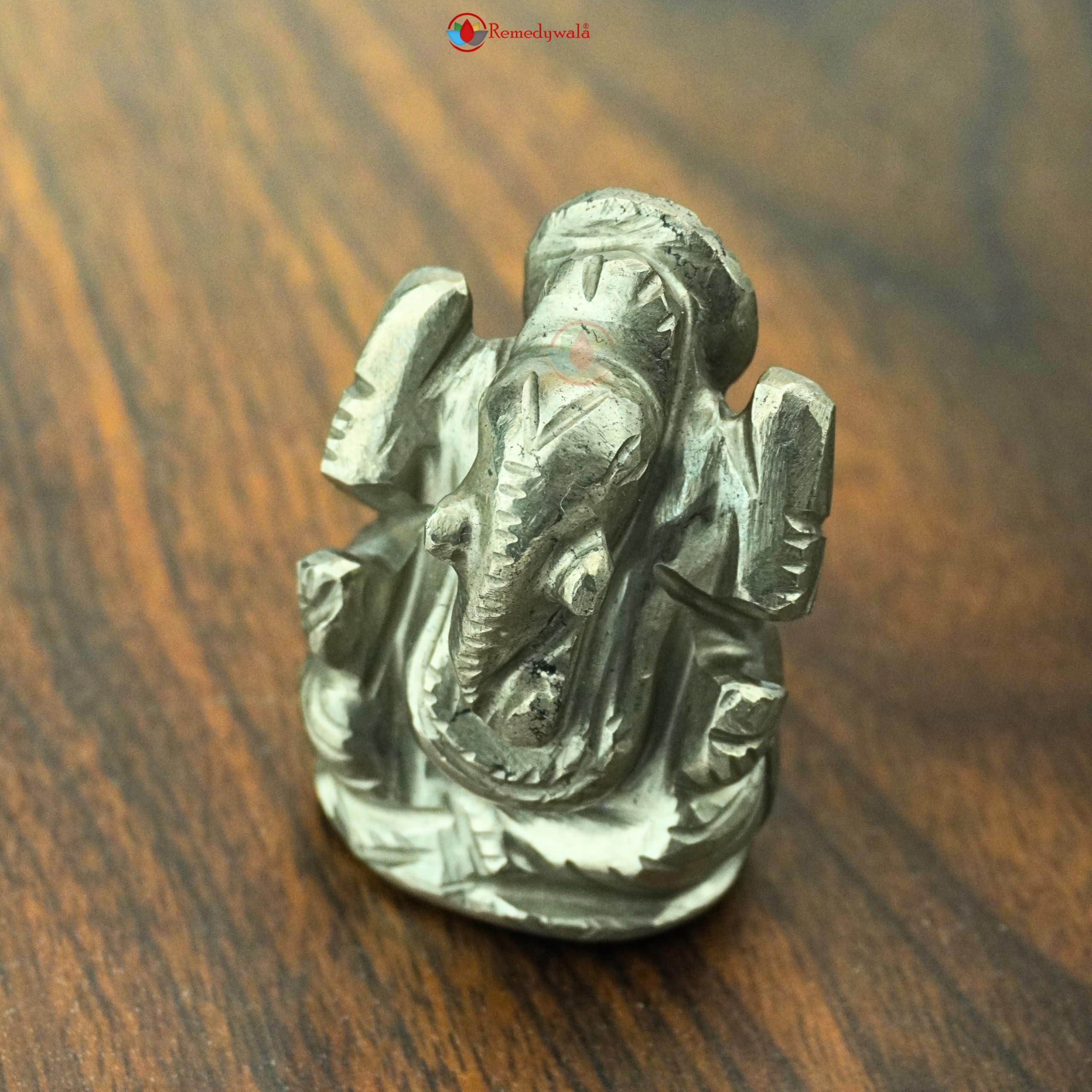 Remedywala Charged Golden Pyrite Ganesh Idol Small Beautiful Pyrite Ganesha Idol (100-150 Gms Approx.)