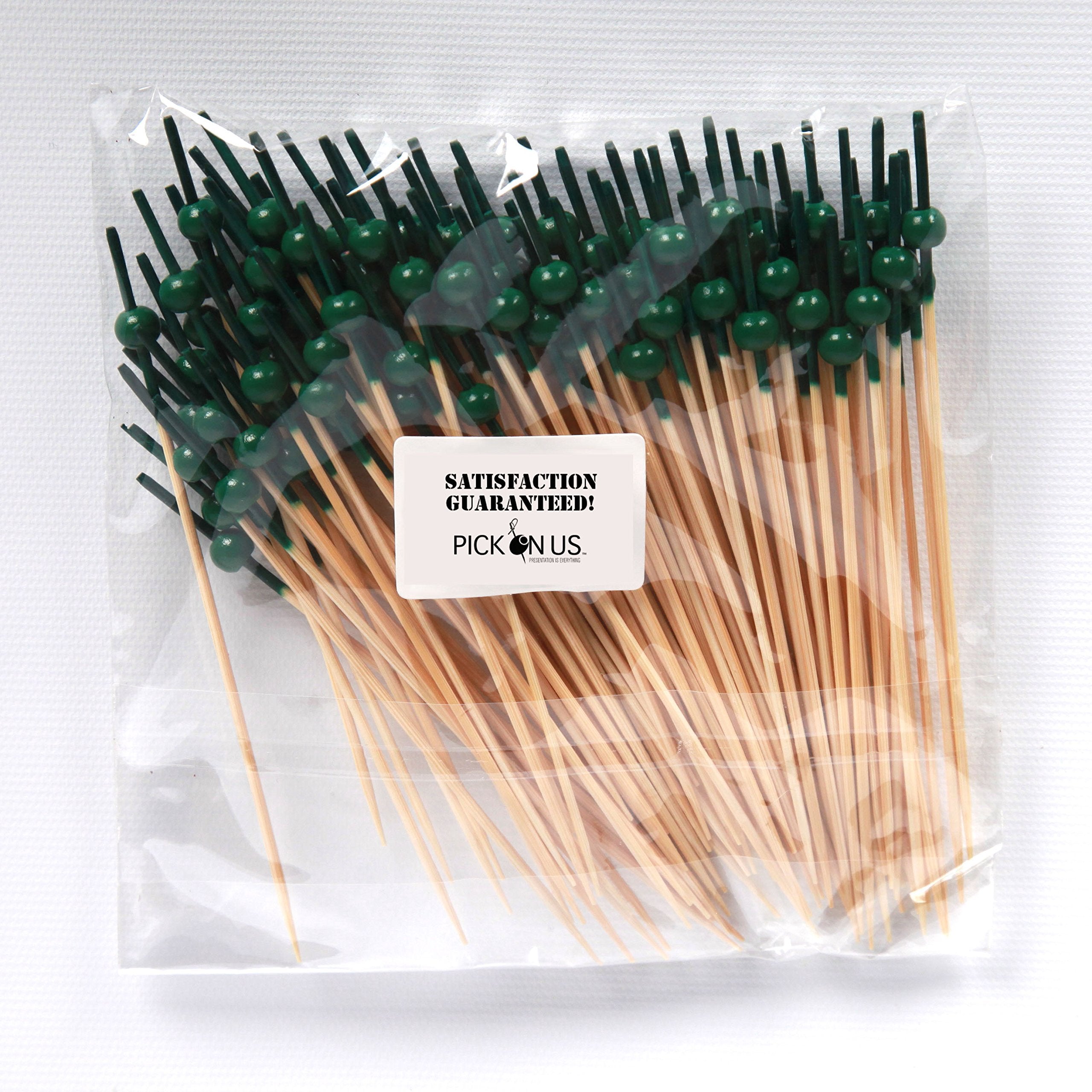 Green Beaded Appetizer Or Sandwich Picks/Swizzle Sticks - 4 3/4'' 100Ct