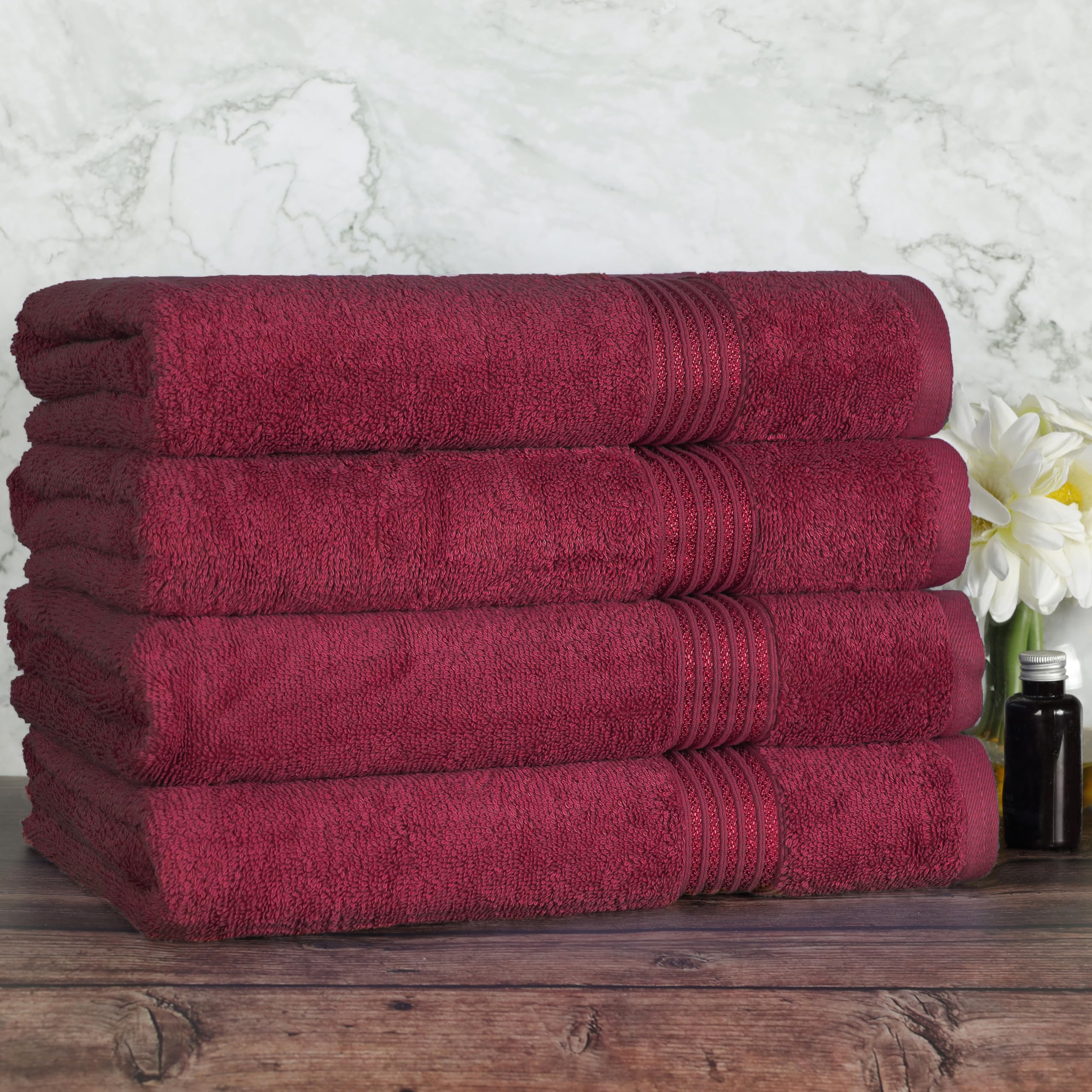 Superior Egyptian Cotton 4-Piece Bath Towel Set For Shower, Bath, Spa, Resort, Hotel, Soft Body Towels, Airbnb Essentials, Apart