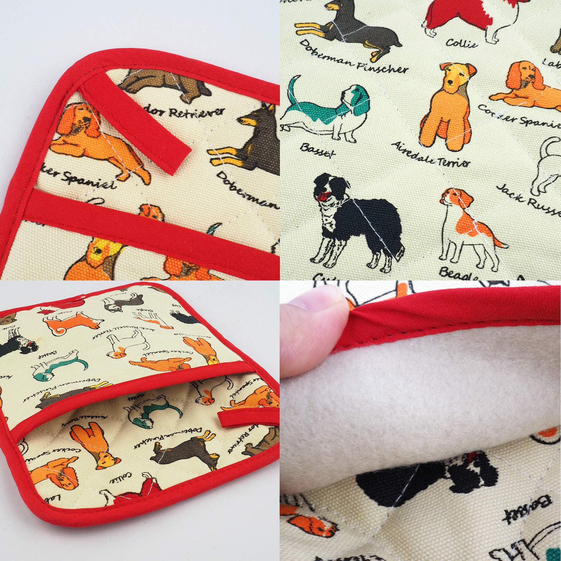 Pot Holders Set Of 2 Heat Resistant 480? Kitchen 100% Cotton Comfortable Lining Printing Dog Flower Women Men Home Cooking Bakin