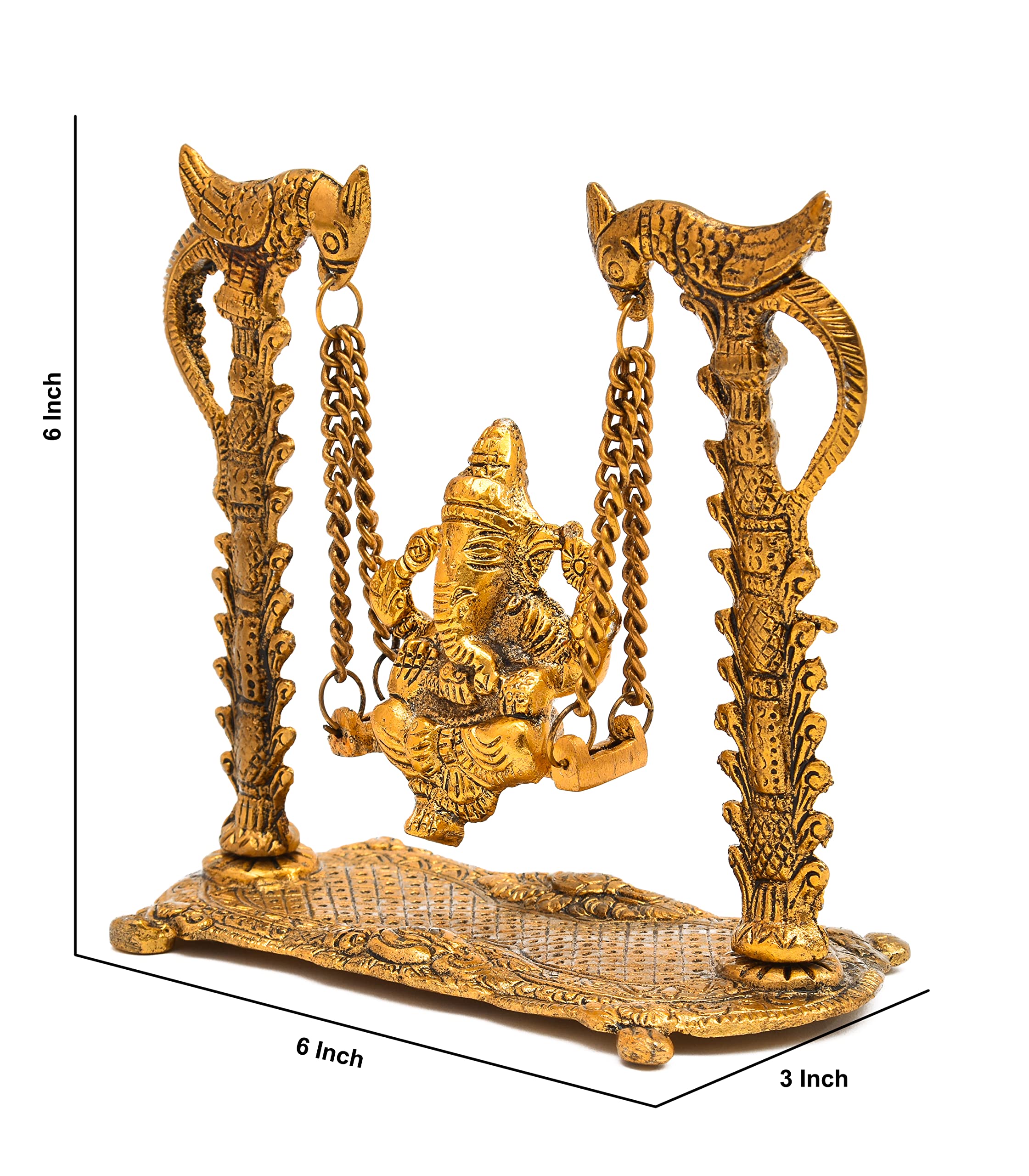 Nirmal Handicraft Gold Plated Metal Handicraft Hindu God Ganesh Ji Bhagwan Idol Swing Jhula Ganesha Murti On Jhoola Home Decor S