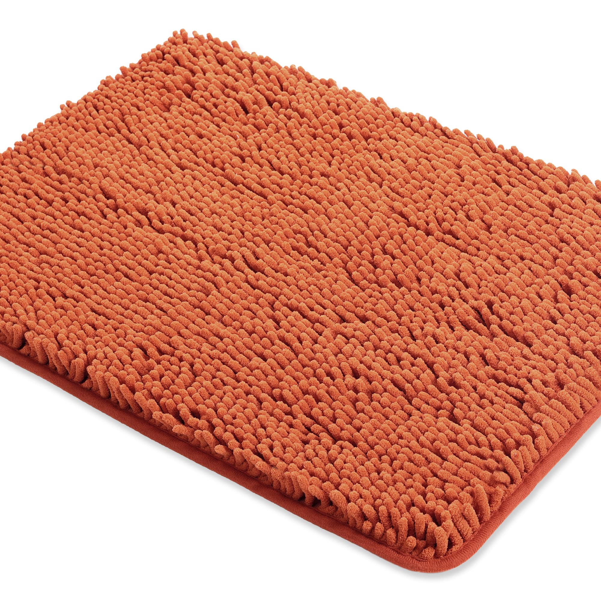 Yeaban Burnt Orange Bathroom Rugs - Thick Chenille Bath Mats | Absorbent And Washable Bath Rug Non-Slip, Plush And Soft Rugs For