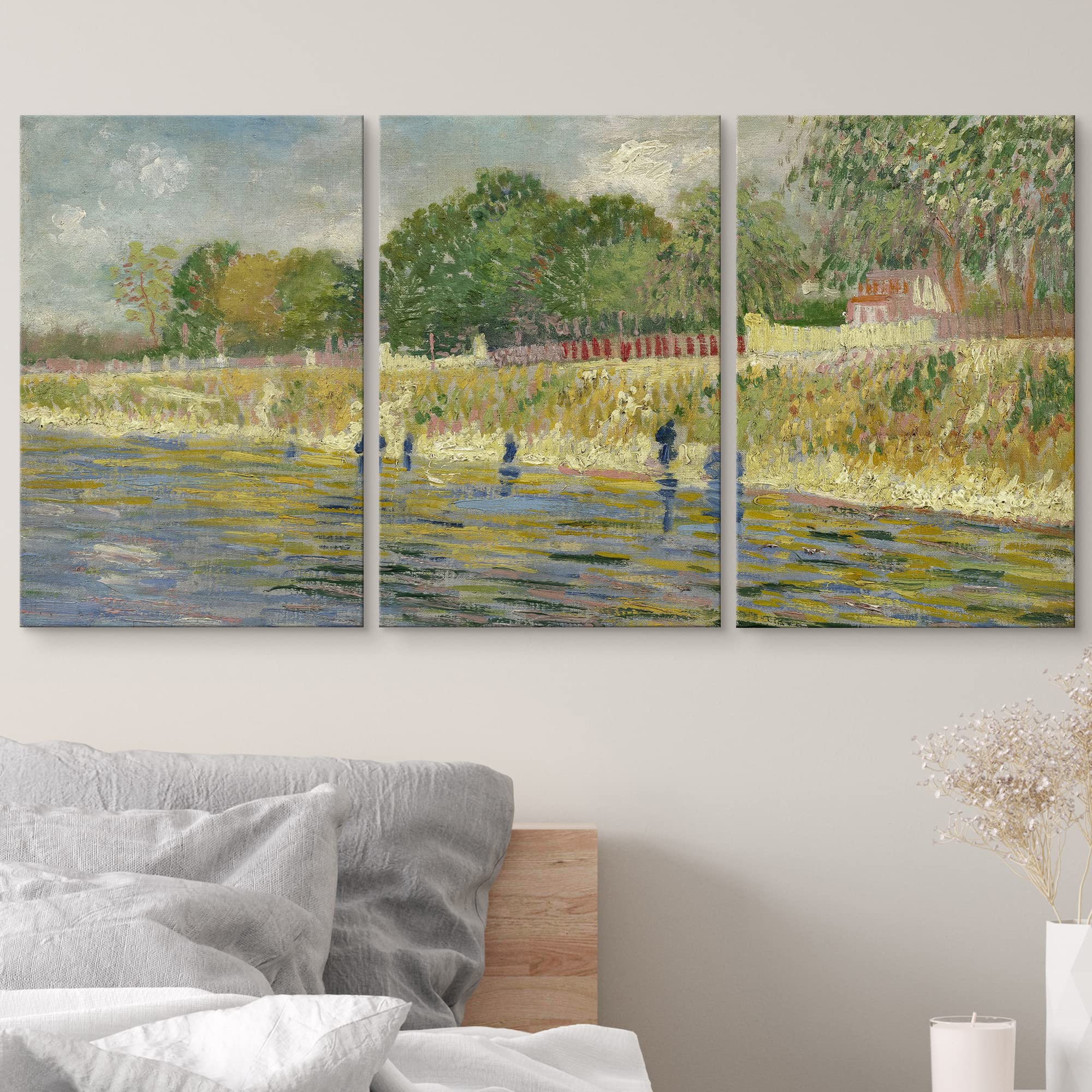 Wall26 Canvas Print Wall Art Set The Banks Of The Seine River Vincent Van Gogh Classical Illustrations Fine Art Decorative Histo