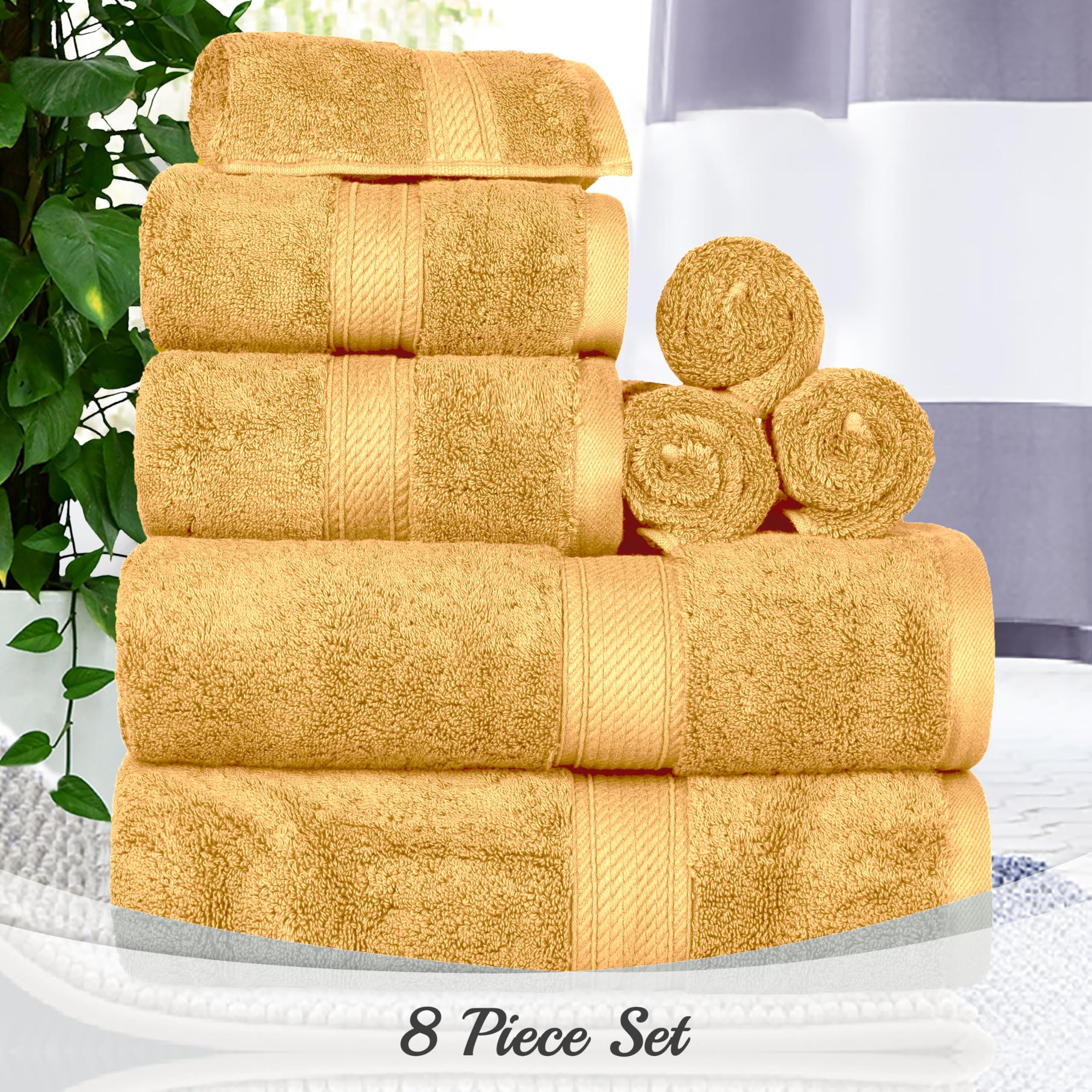 Superior Egyptian Cotton Pile Bath Towels, Ultra Soft Luxury Towel, Thick Plush Essentials, Absorbent Heavyweight, Guest Bath, H