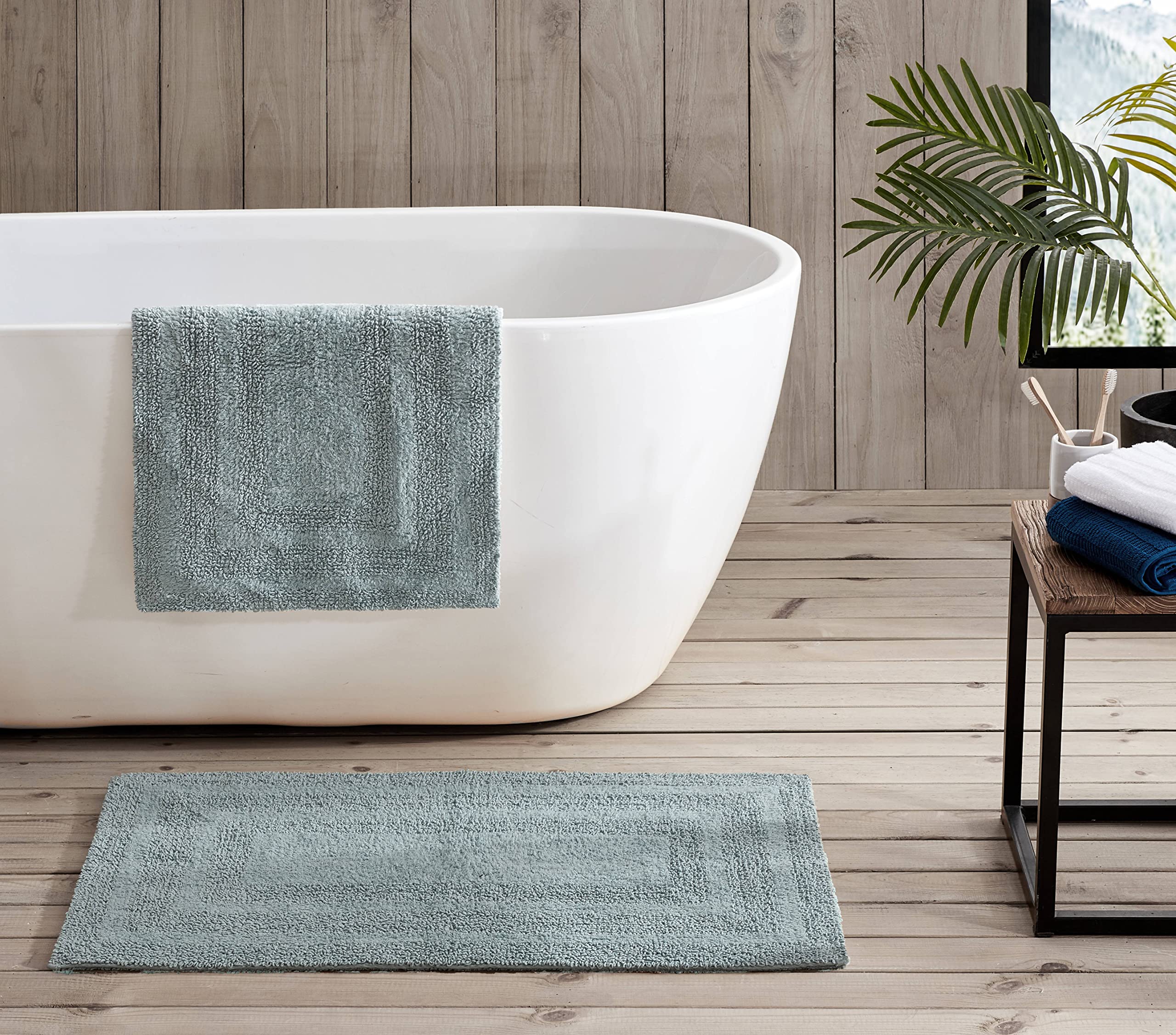 Eddie Bauer - Bathroom Rugs Set, Soft Tufted Cotton Bathroom Decor, Super Absorbent & Quick Dry (Logan Green, 2 Piece)