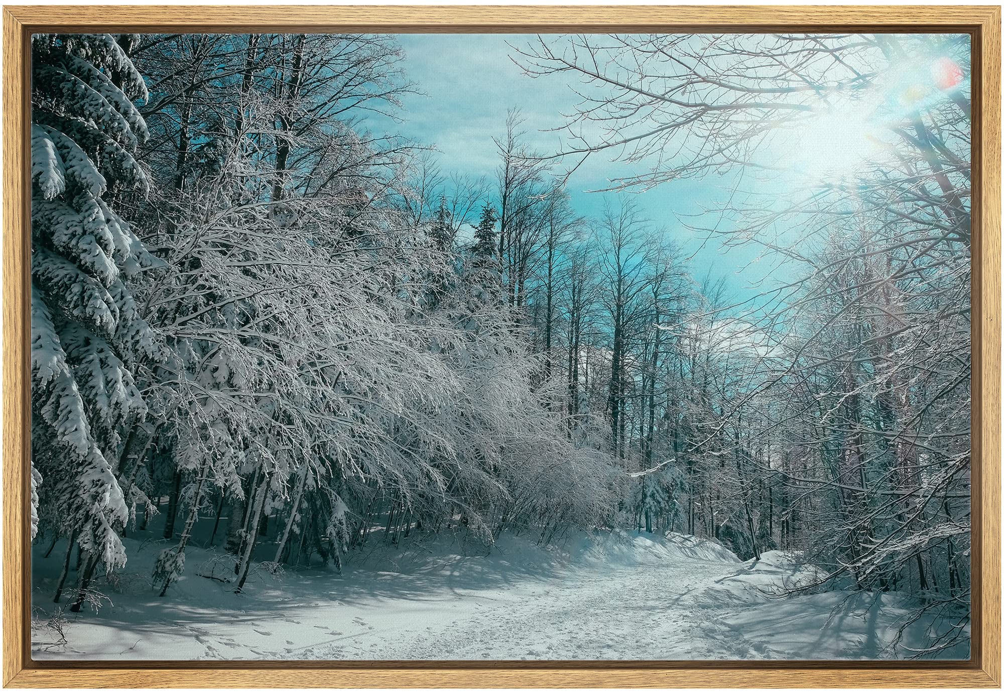 Wall26 Framed Canvas Print Wall Art Pine Tree Forest Covered In Snow Nature Wilderness Photography Modern Art Rustic Scenic Colo