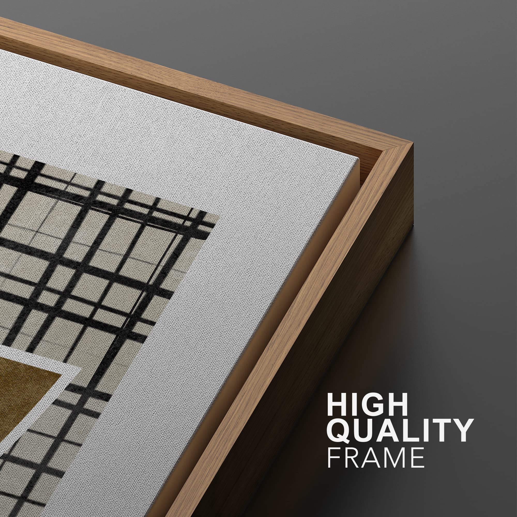 SIGNWIN Framed Canvas Print Wall Art Set Mid-Century Art Deco Dark Geometric Collage Abstract Shapes Illustrations Minimal Decorative Bohemian for Living Room  Bedroom  Office - 16''x24''x2 Natural