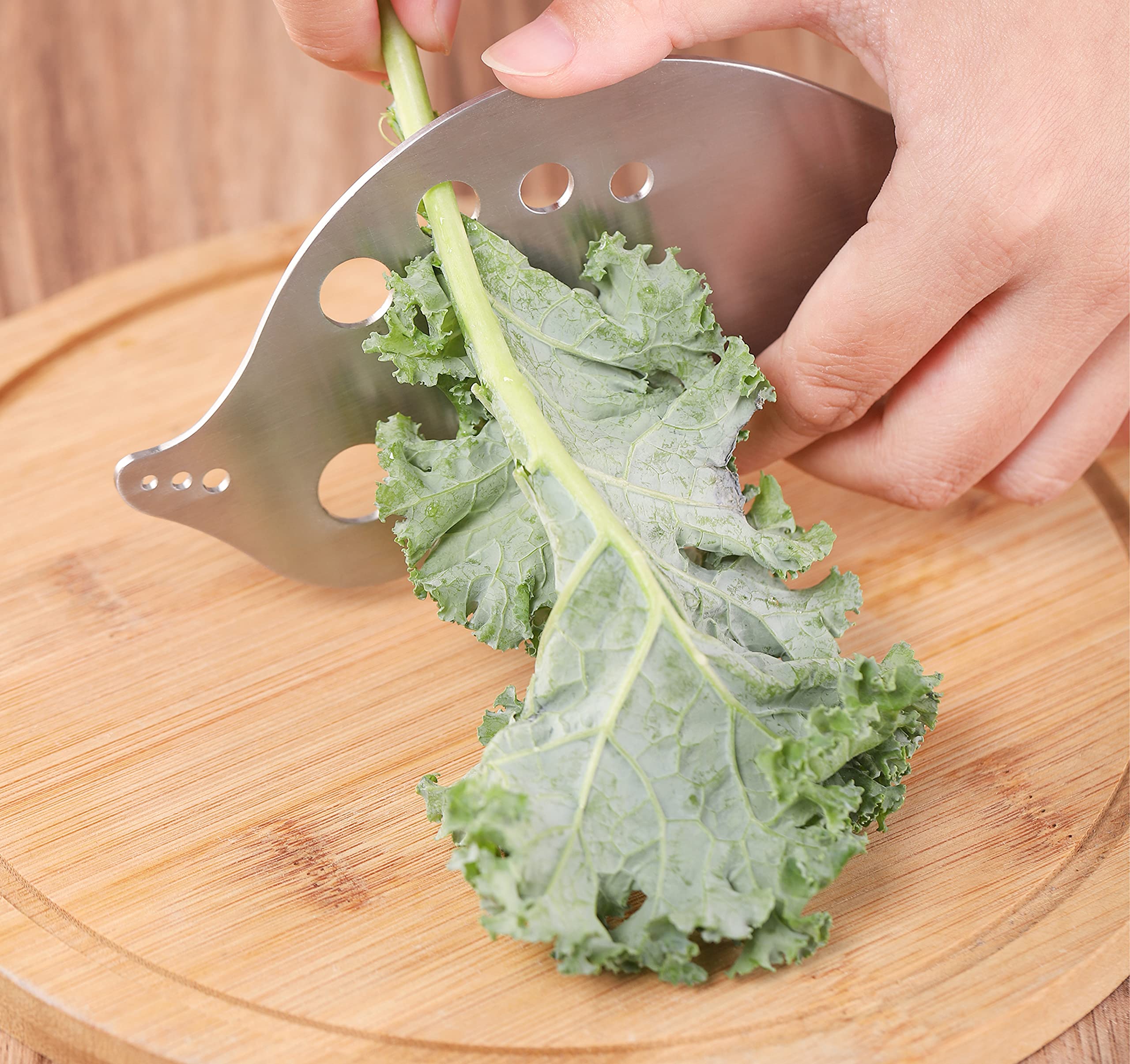 Stainless Steel Herb Stripper For Kale, Chard, Collard Greens - Multi-Function Leaf Remover, Looseleaf Stem Removal Kitchen Gadg