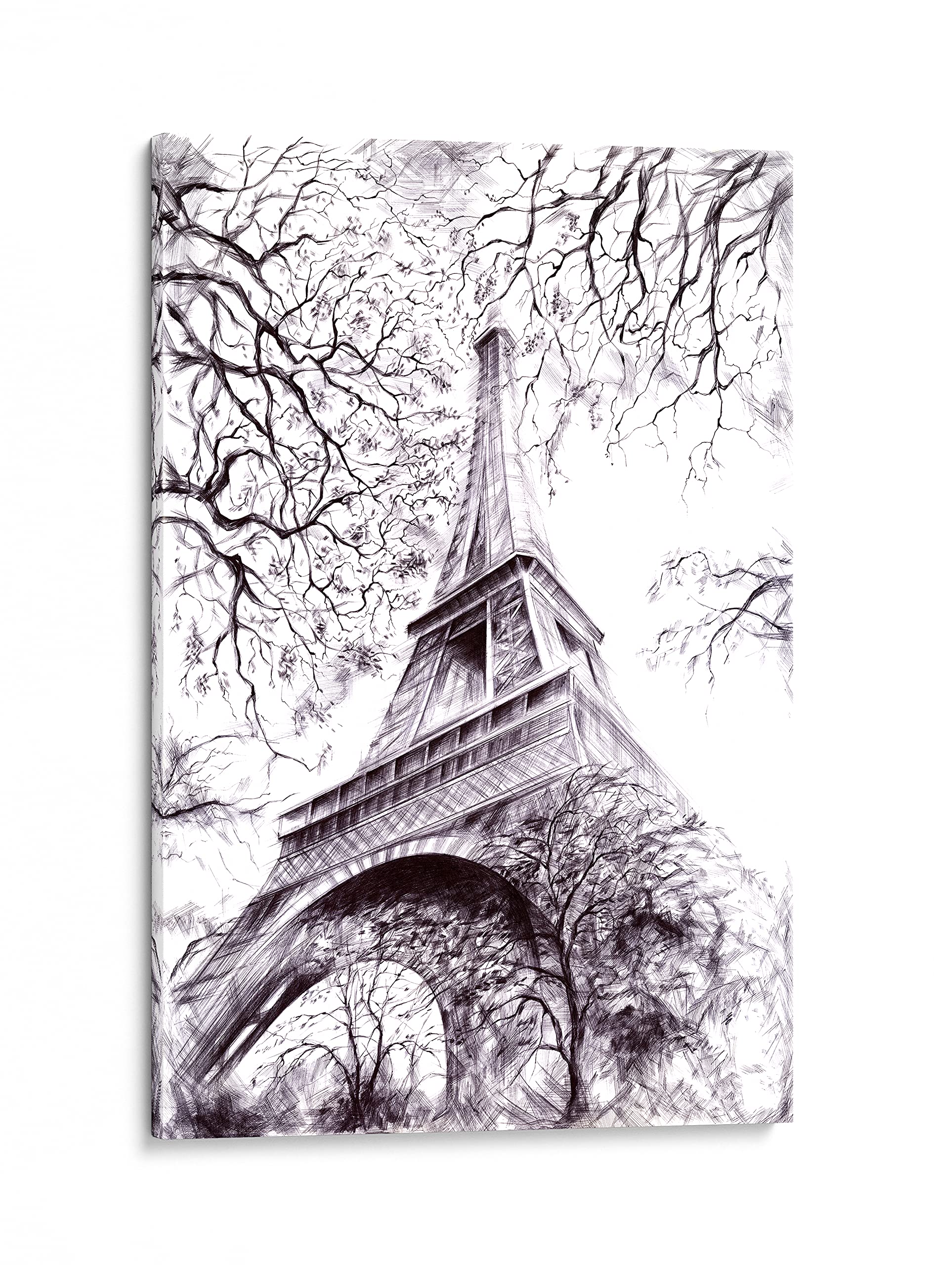 Intalence Art Eiffel Tower Bedroom Wall Decor 18X26In Black And White Paris Wall Art Premium Print On Canvas Modern Home And Off