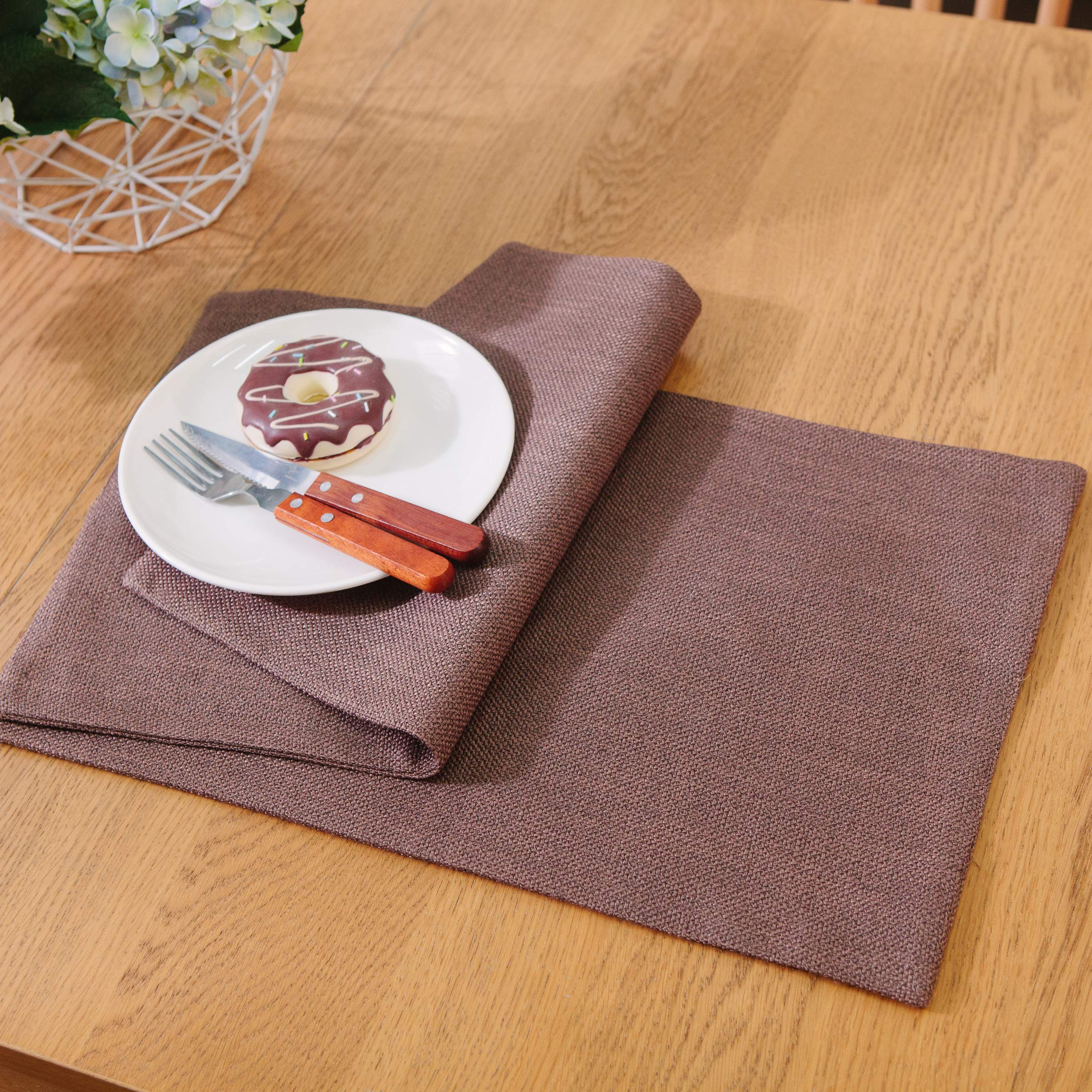 Natus Weaver 4 Piece Soft Handmade Faux Linen Place Mats Heat Resistant Dining Table Place Mats Kitchen Table Mats 12 X 18 Coffe
