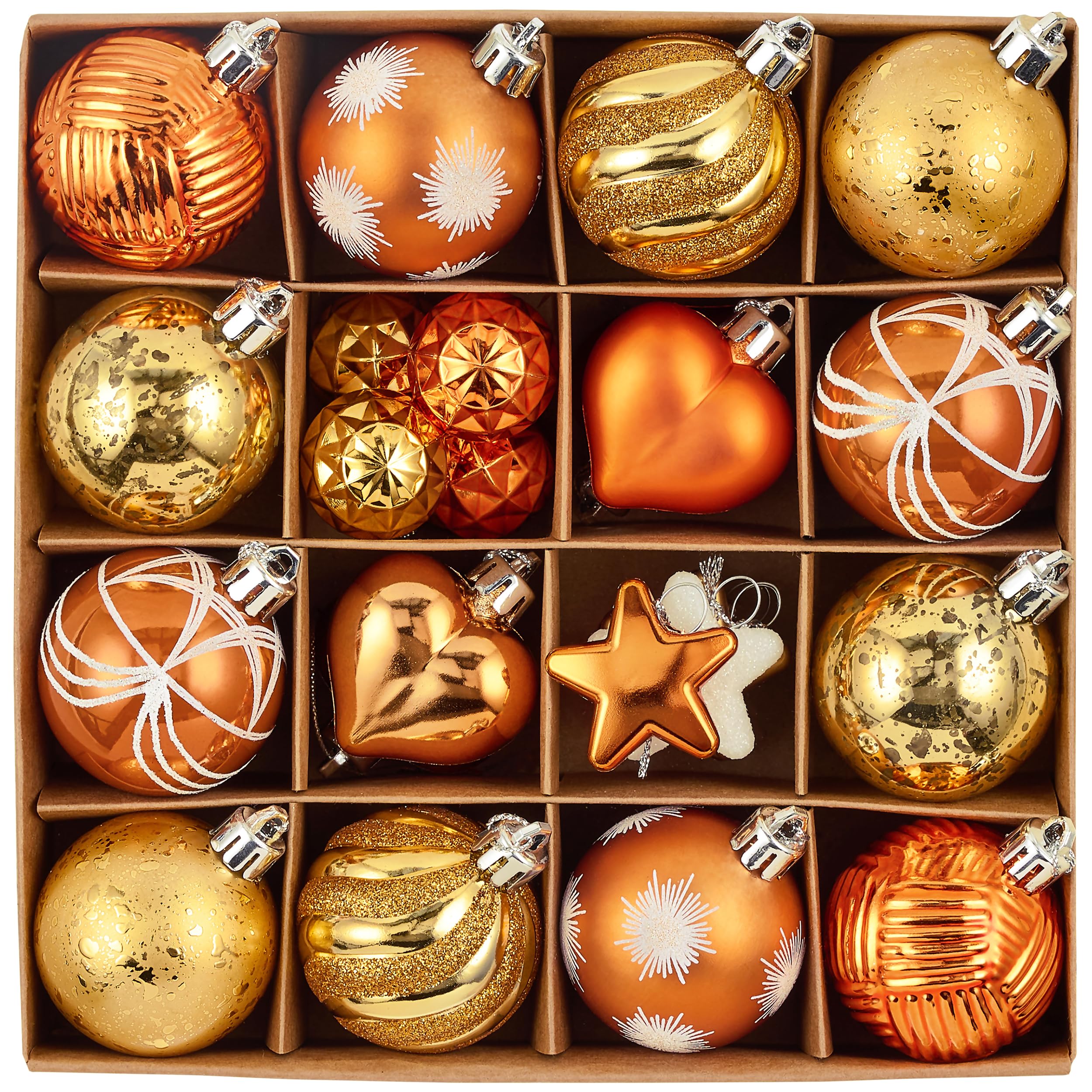 Valery Madelyn 28Pcs Fall Heart Shaped Ornaments Gift Pack, Thanksgiving Autumn Craft Painted Tree Heart Decorations, Orange Chr