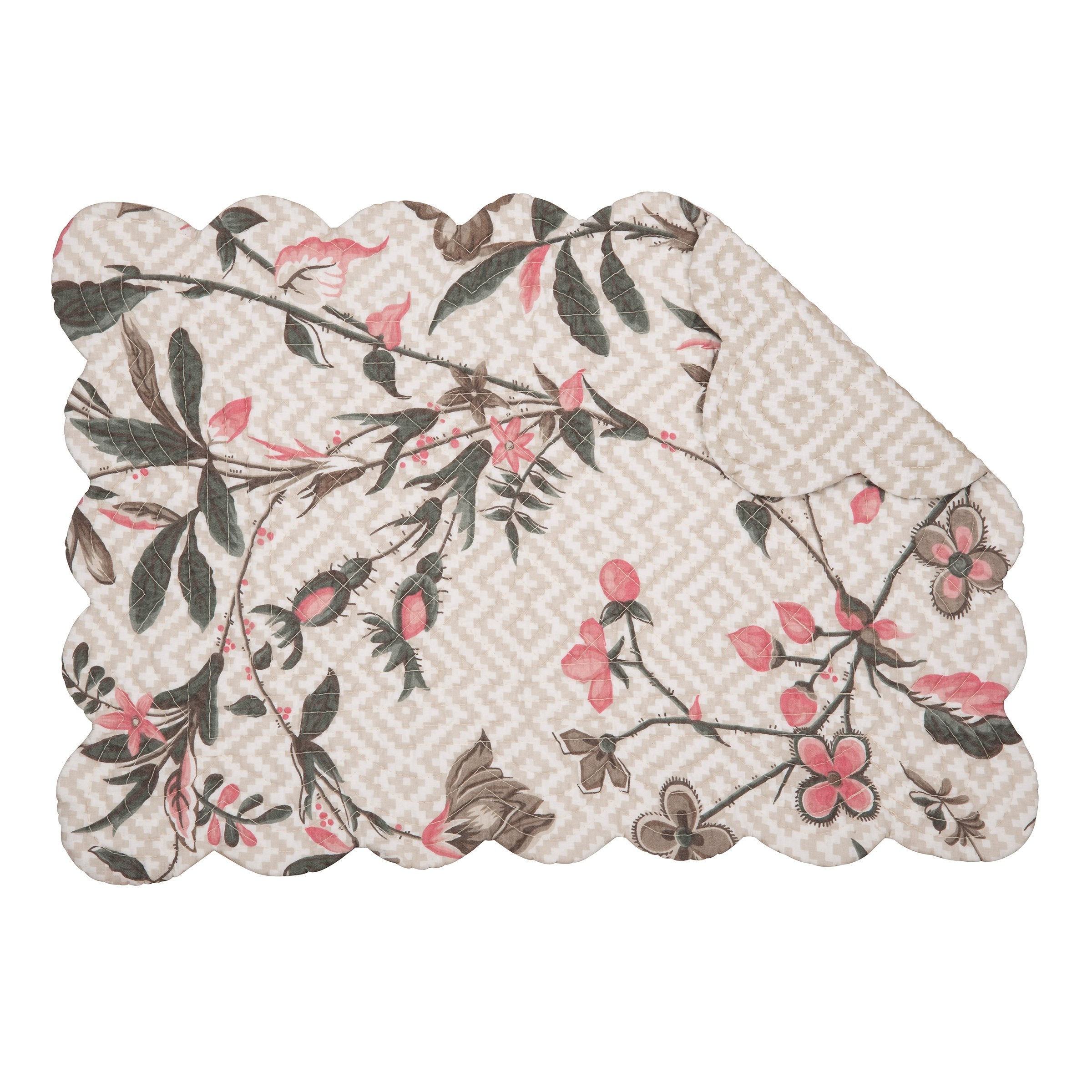 C&F Home Blair Garden Quilted Oblong Rectangular Cotton Reversible Machine Washable Placemat Set Of 6 Rectangular Placemat Set O