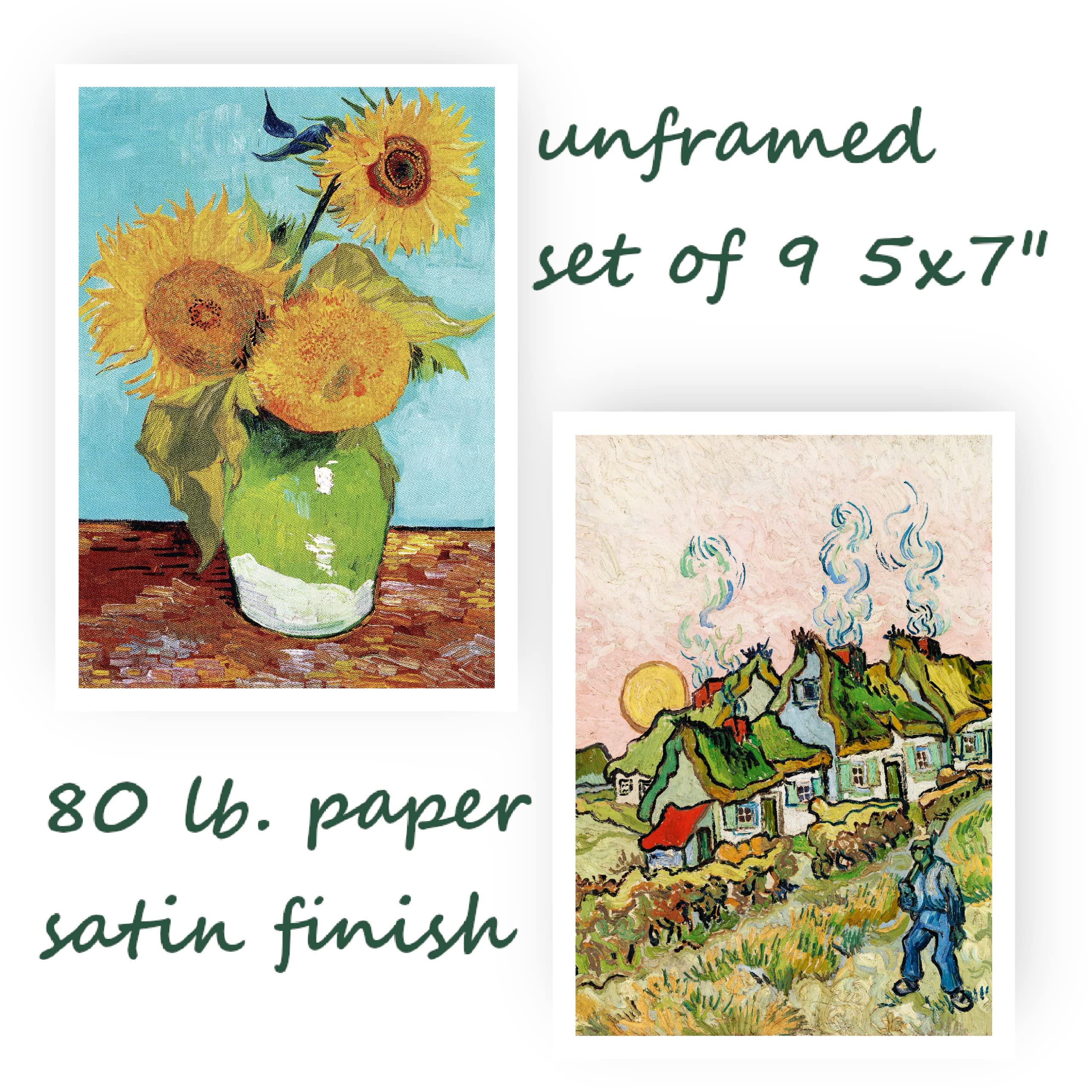 Ink Inc. Van Gogh Prints Master Impressionst Painters Series | Starry Night Wall Art | Set Of 9 5X7 | Unframed