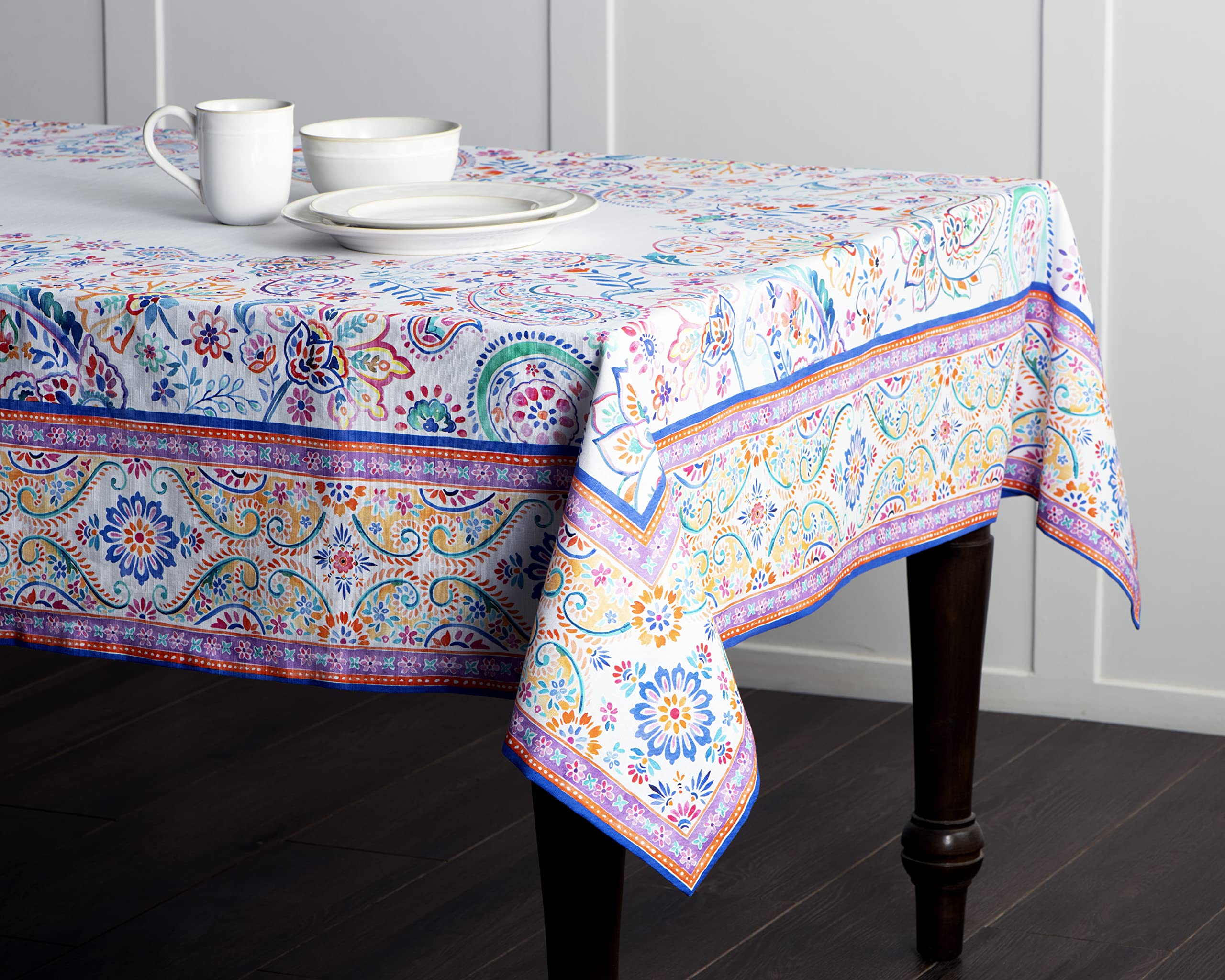 Maison D' Hermine Table Cover 100% Cotton 60''X108'' Decorative Tablecloth Washable Rectangle Tablecloths For Gifts, Dining, Hom