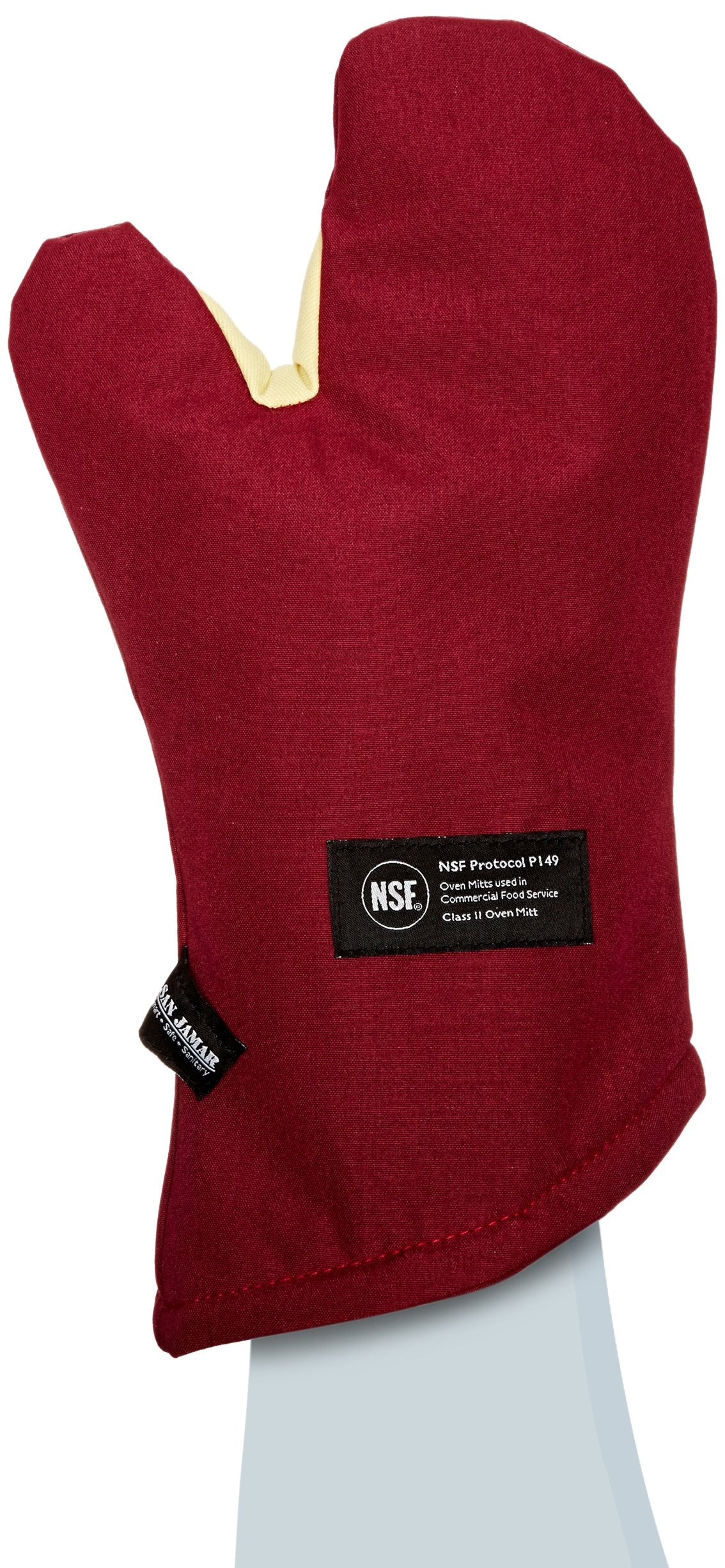 San Jamar KT0215 Cool Touch Flame Conventional High Heat Intermittent Flame Protection up to 900F Oven Mitt, 15 Length, Red