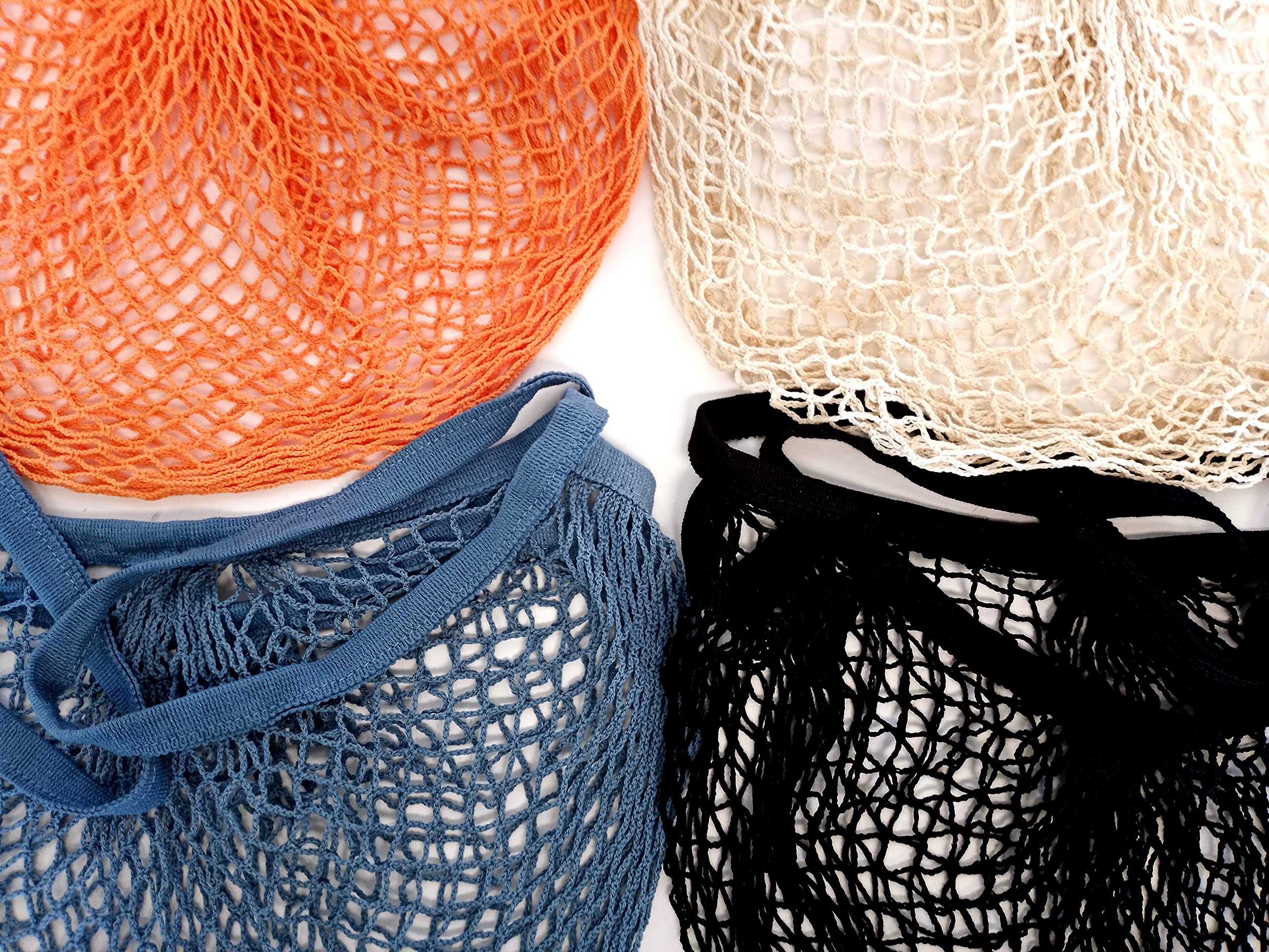 Reusable Long Handle Grocery Bags, Fruit And Vegetable Shoulder Bag, Washable Cotton Mesh String Organizer Shopping Handbags