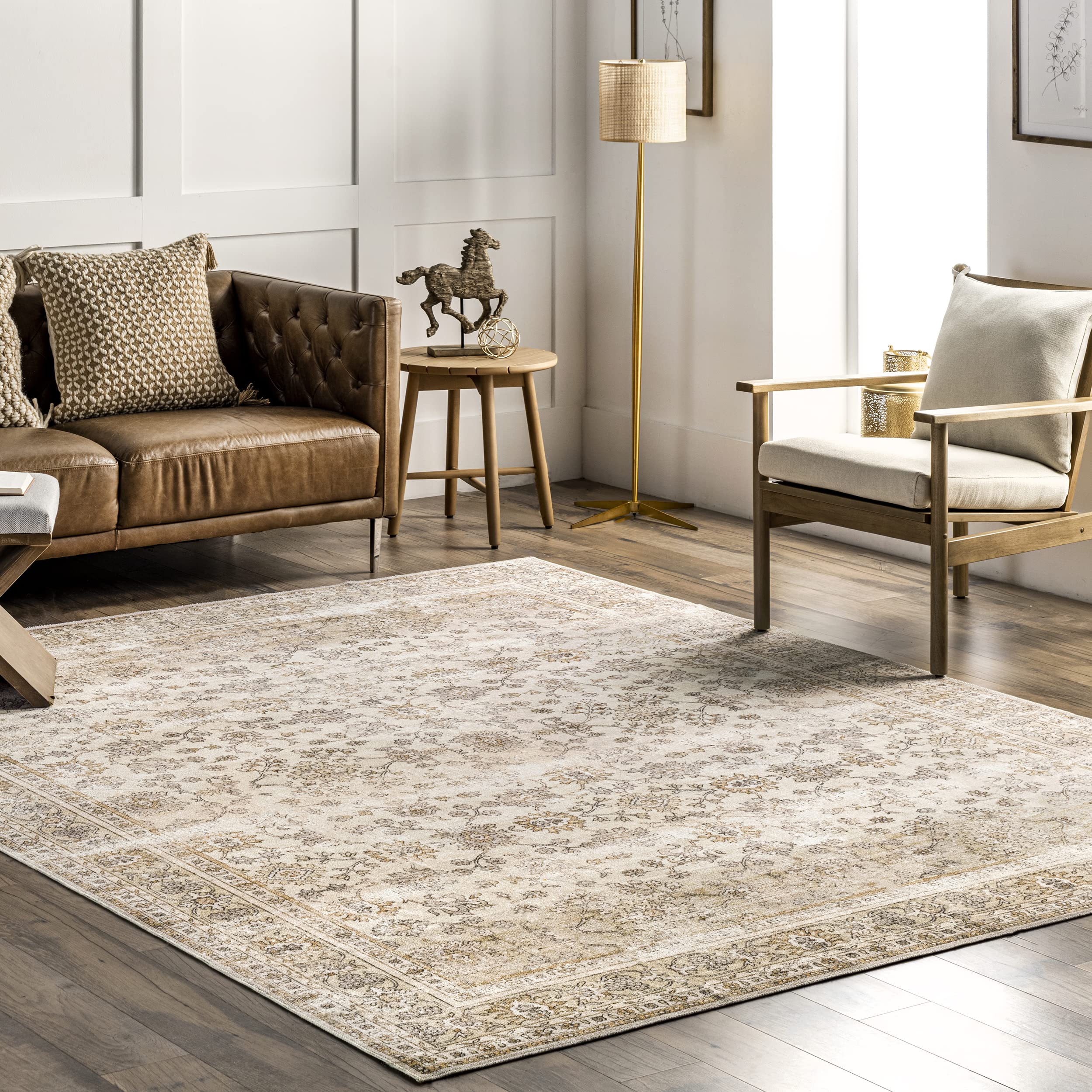 nuLOOM 5 x 8 SpinClean Machine Washable Stain-Resistant Area Rug with Non Slip Backing, Low Profile for Living Room, Bedroom, 