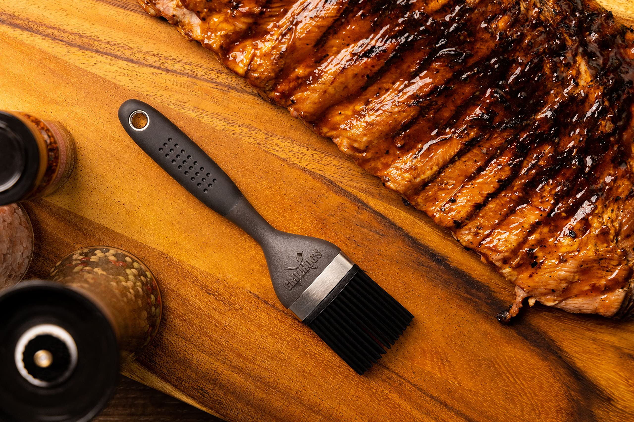 Grillhogs Silicone Sauce Basting Brush, Premium Soft Touch Handles, Pastry And Oil Brush & Barbecue Grilling, Dishwasher Safe &