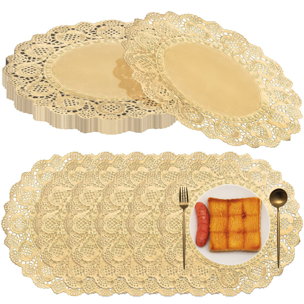 Gueevin 200 Pcs Paper Doilies For Tables Lace Round Paper Placemats Decorative Disposable Placemats Doily Paper Pad For Dinner P