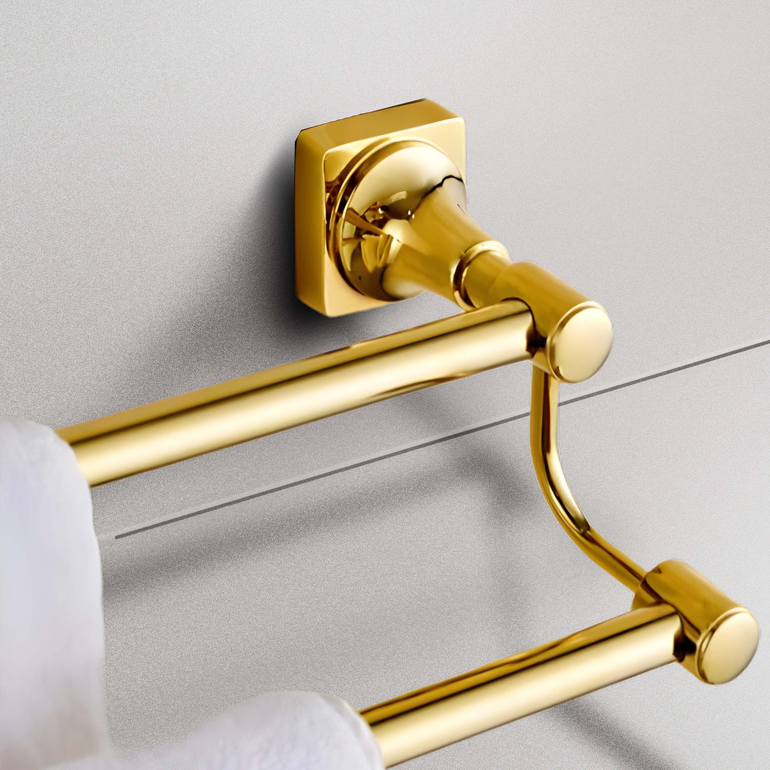 Sprinkle Double Towel Bar, 24 Inch Brass Gold Towel Rack Holder For Bathroom Washcloths And Hand Towels, Brushed Wall Mount, Tb1