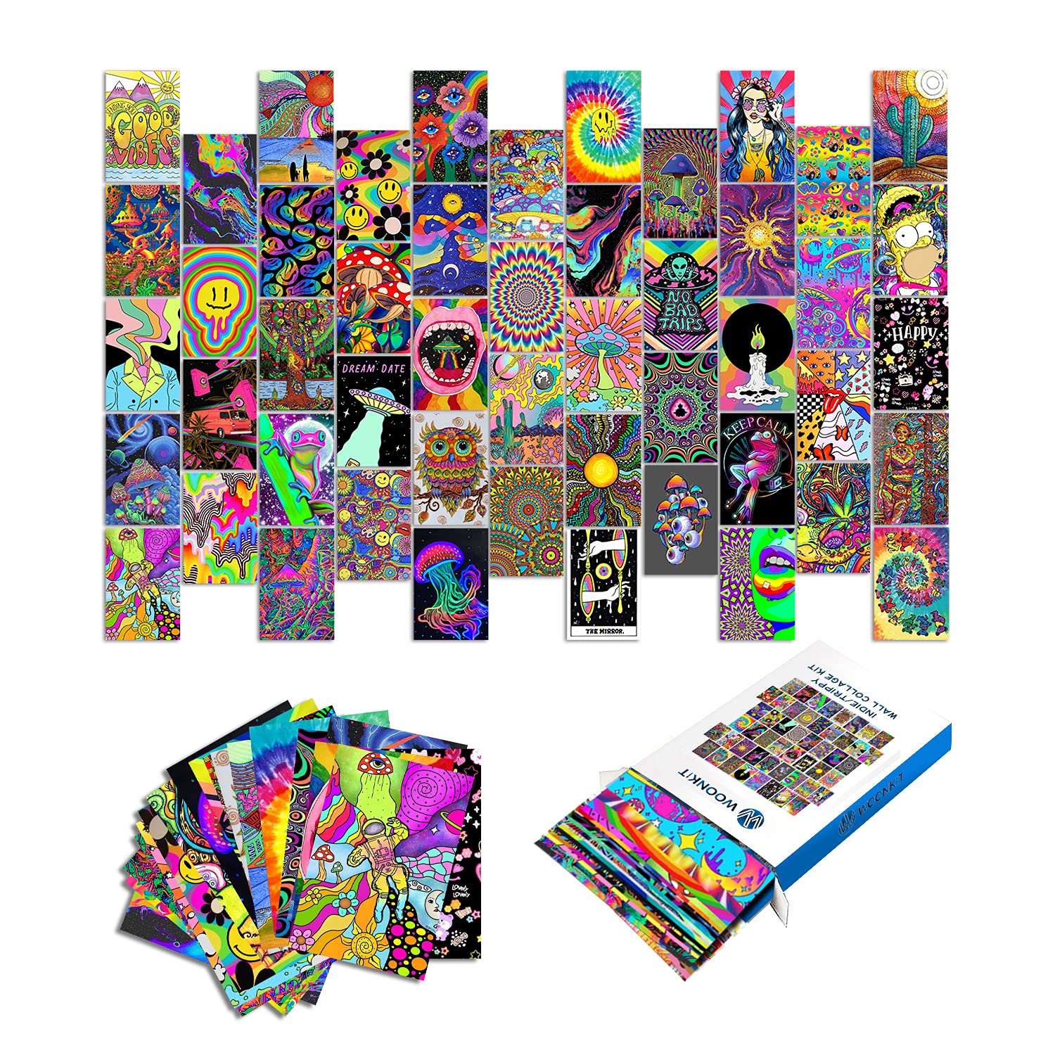 Woonkit Indie Hippie Trippy Posters  Indie Room Decor  Teen Bedroom Dorm Aesthetic Poster  Photo Wall Collage Kit Pictures  Psychedelic Posters  50PCS 4X6 INCH