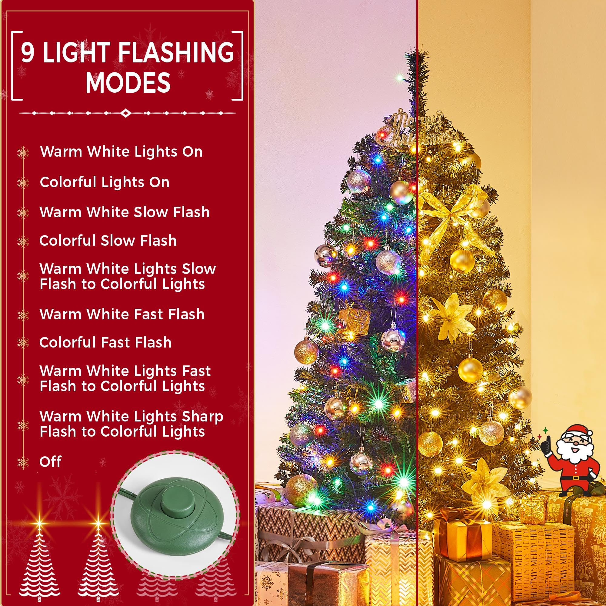 Yaheetech 4.5ft Pre-lit Spruce Artificial Christmas Tree Hinges Tree with 150 Multicolor LED Lights & 324 Branch Tips & Metal St
