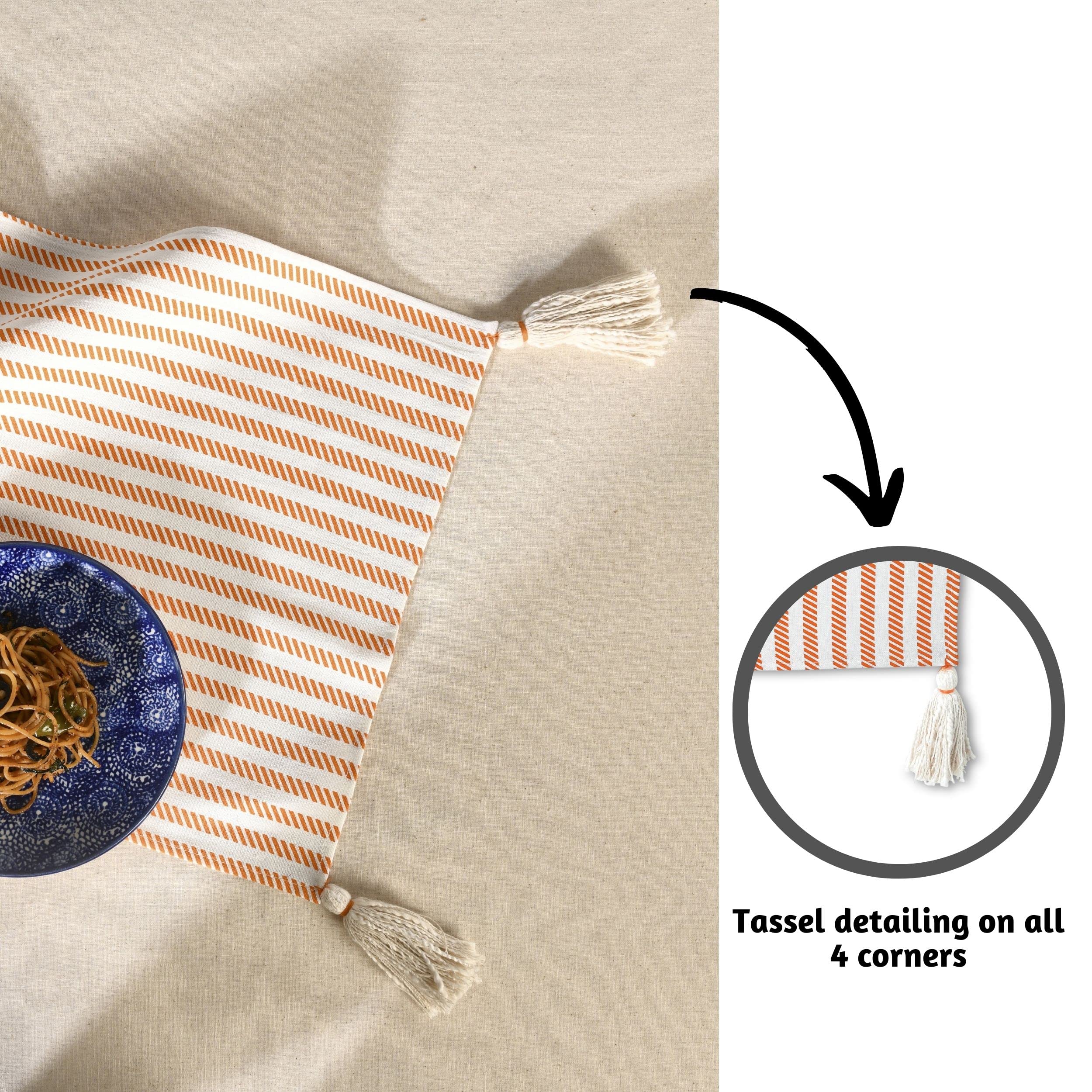 Folkulture Table Runner 90 Inches Long With Tassels For Dining Table Decor, 100% Cotton Farmhouse Style Table Runner, Boho Runne