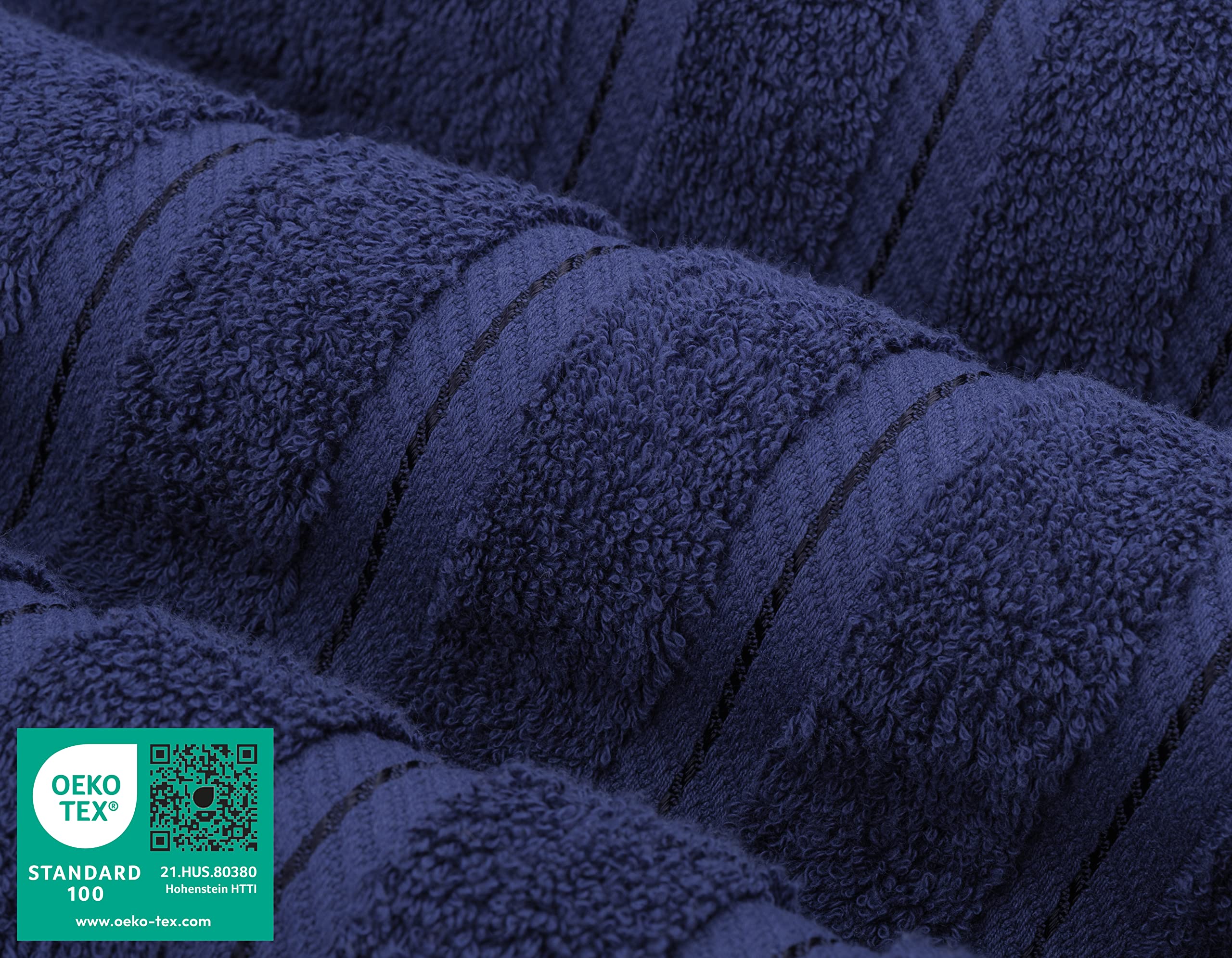 American Soft Linen 3 Piece Towel Sets  1 Bath Towel 1 Hand Towel 1 Washcloth  100% Turkish Cotton Towels for Bathroom  Navy Blue Towel Set